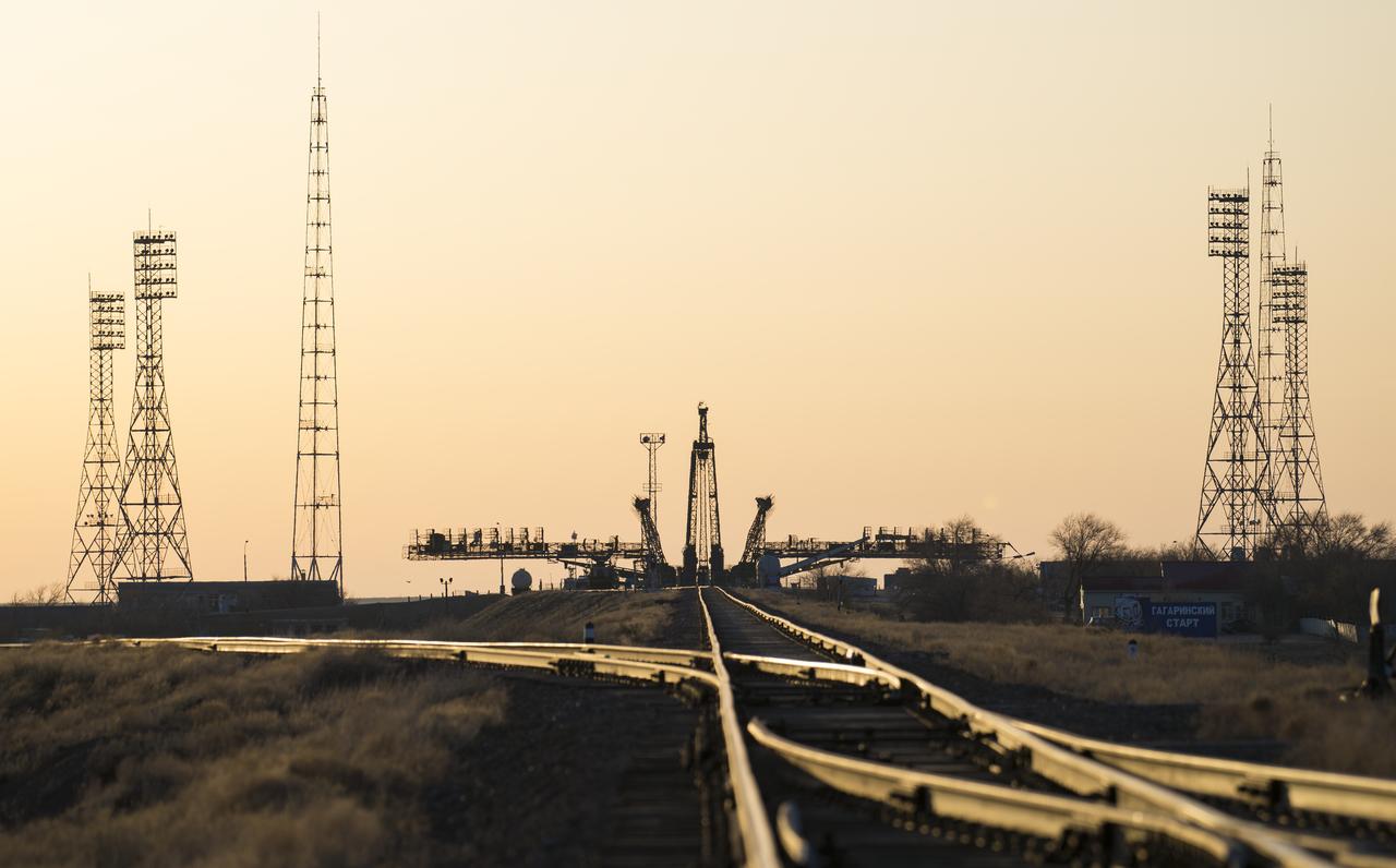 Launch Pad 1 is seen as the Soyuz MS-04 spacecraft is rolled out to the launch pad by train on Monday, April 17, 2017 at the Baikonur Cosmodrome in Kazakhstan. Launch of the Soyuz rocket is scheduled for April 20 and will carry Expedition 51 Soyuz Commander Fyodor Yurchikhin of Roscosmos and Flight Engineer Jack Fischer of NASA into orbit to begin their four and a half month mission on the International Space Station.Photo Credit: (NASA/Aubrey Gemignani)