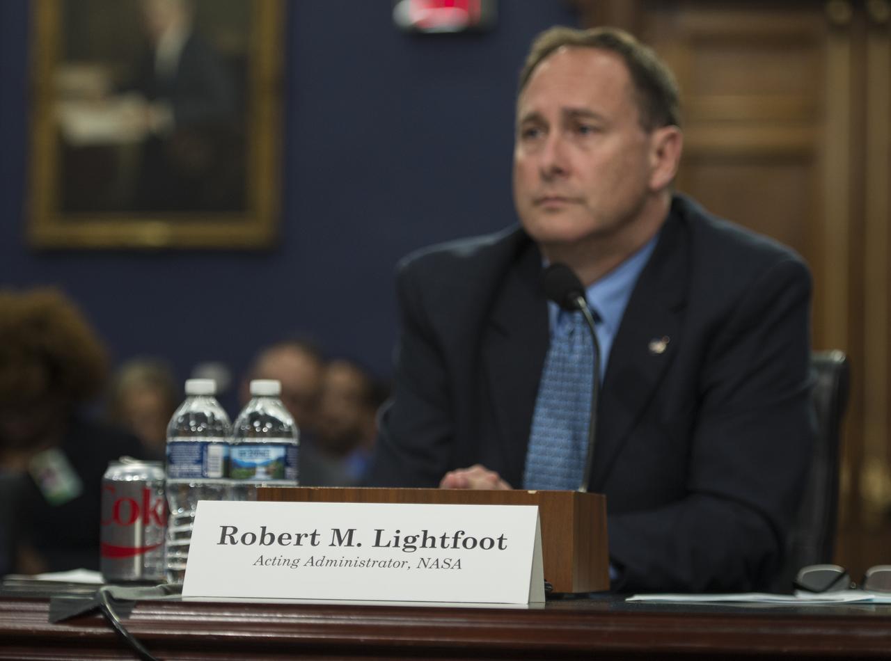 Acting NASA Administrator Robert Lightfoot testifies during a House Subcommittee on Commerce, Justice, Science, and Related Agencies hearing to review the Fiscal Year 2018 budget request for the National Aeronautics and Space Administration, Thursday, June 8, 2017 at the Rayburn House Office Building in Washington. Photo Credit: (NASA/Aubrey Gemignani)