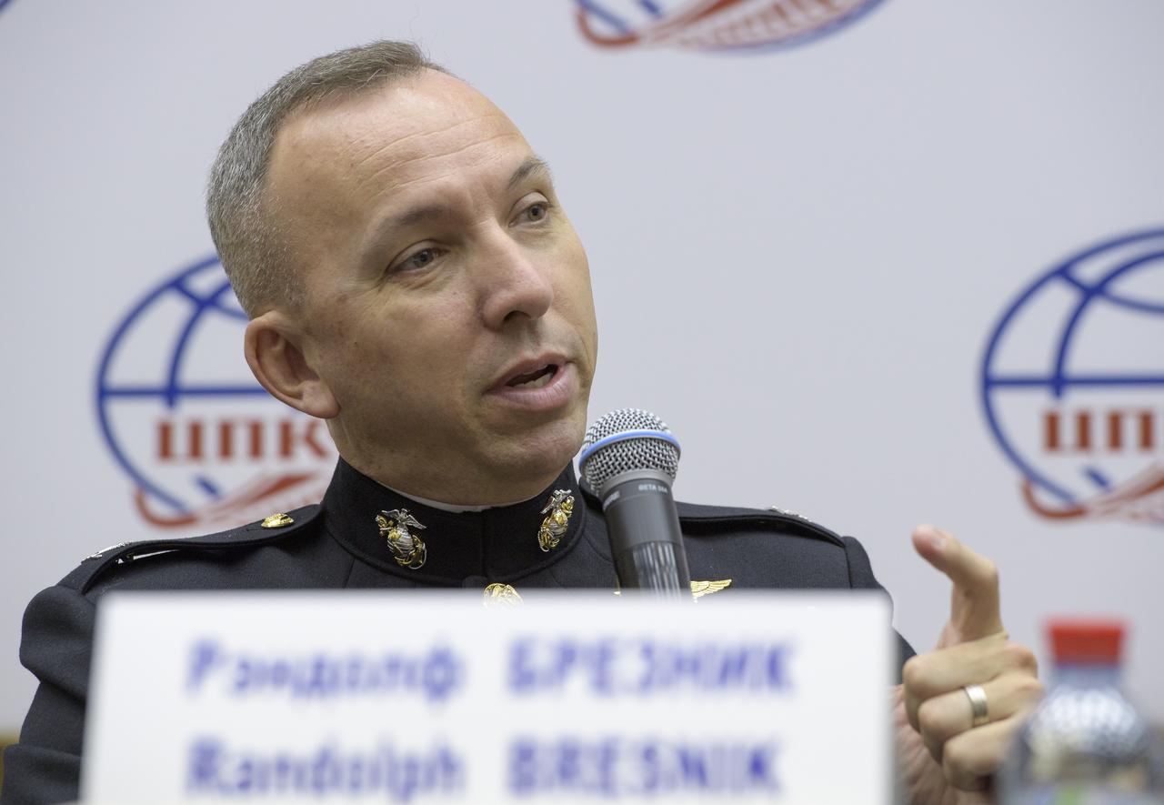 Expedition 52 flight engineer Randy Bresnik of NASA answers a reporter's question during a crew press conference at the Gagarin Cosmonaut Training Center (GCTC), Monday, July 10, 2017 in Star City, Russia. Photo Credit: (NASA/Bill Ingalls)