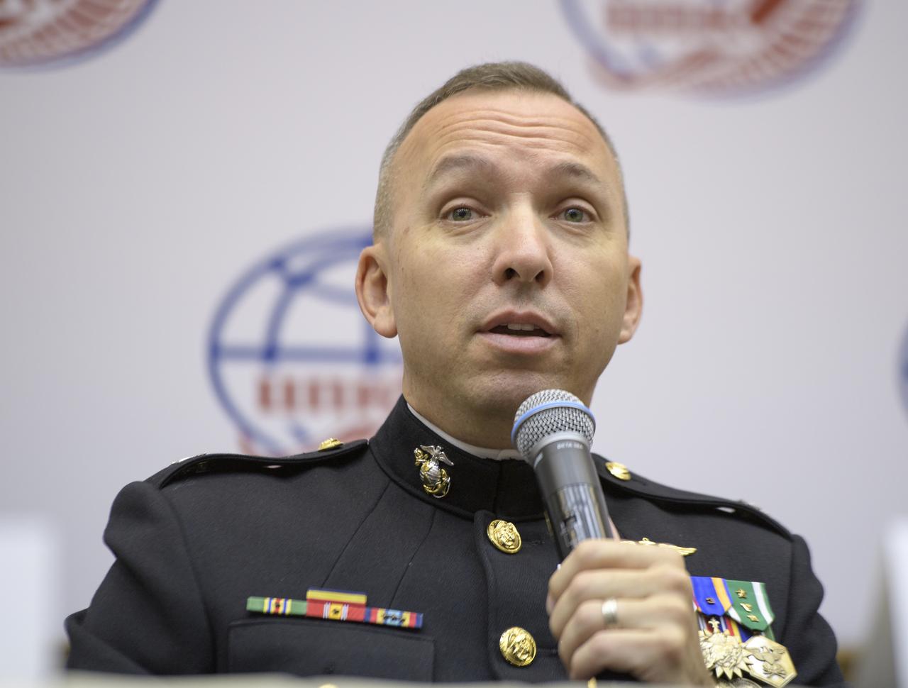Expedition 52 flight engineer Randy Bresnik of NASA answers a reporter's question during a crew press conference at the Gagarin Cosmonaut Training Center (GCTC), Monday, July 10, 2017 in Star City, Russia. Photo Credit: (NASA/Bill Ingalls)