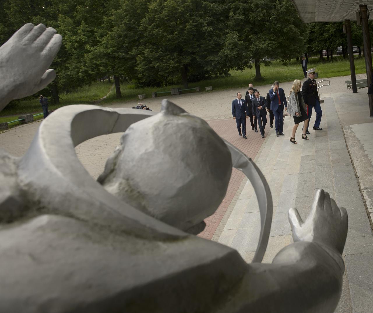 Expedition 52 prime and backup crews arrive to tour the Gagarin Cosmonaut Training Center (GCTC) museum, Monday, July 10, 2017 in Star City, Russia.  Photo Credit: (NASA/Bill Ingalls)