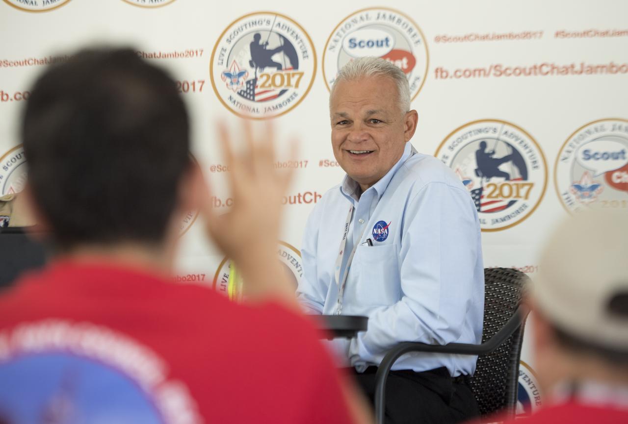 NASA Acting Chief Technologist Douglas Terrier leads a discussion titled “NASA Technologies for Explorers on Earth” during the Boy Scouts of America National Jamboree, Tuesday, July 25, 2017 at the Summit Bechtel Reserve in Glen Jean, West Virginia. Photo Credit: (NASA/Bill Ingalls)