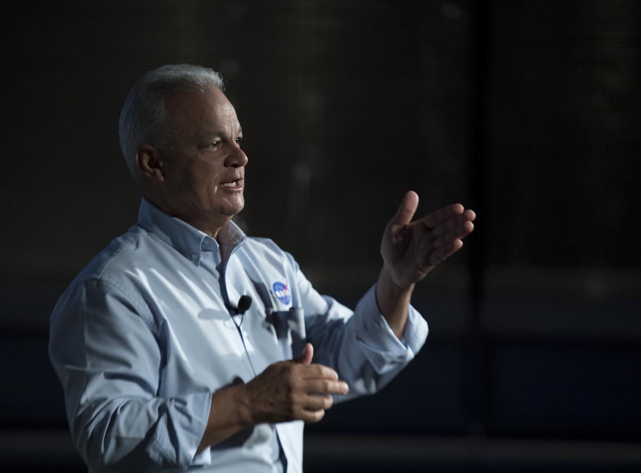 NASA Acting Chief Technologist Douglas Terrier gives a talk to teachers attending a professional development workshop held in tandem with the Intrepid Space & Science Festival, Saturday, Aug. 5, 2017 at the Intrepid Sea, Air & Space Museum in New York City. The week-long festival featured talks, films and cutting-edge displays showcasing NASA technology.  Photo Credit: (NASA/Bill Ingalls)