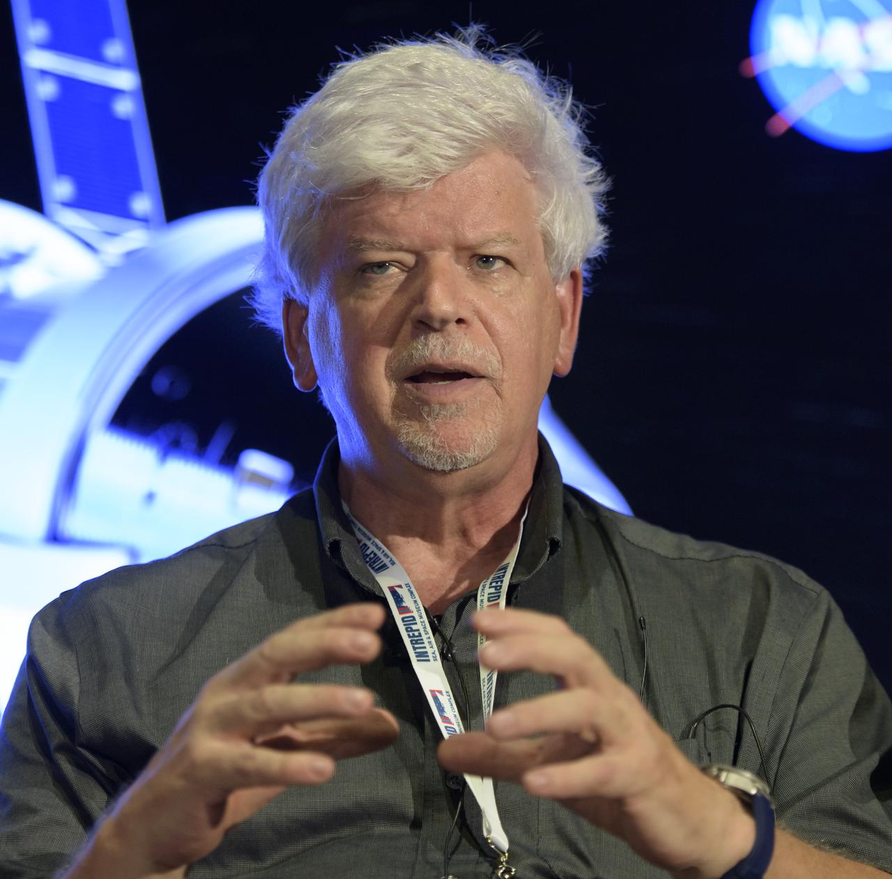 Honeybee Robotics co-founder and chairman Stephen Gorevan participates in a panel discussion titled "The Big Picture", Saturday, Aug. 5, 2017 at the Intrepid Sea, Air & Space Museum in New York City. Photo Credit: (NASA/Bill Ingalls)