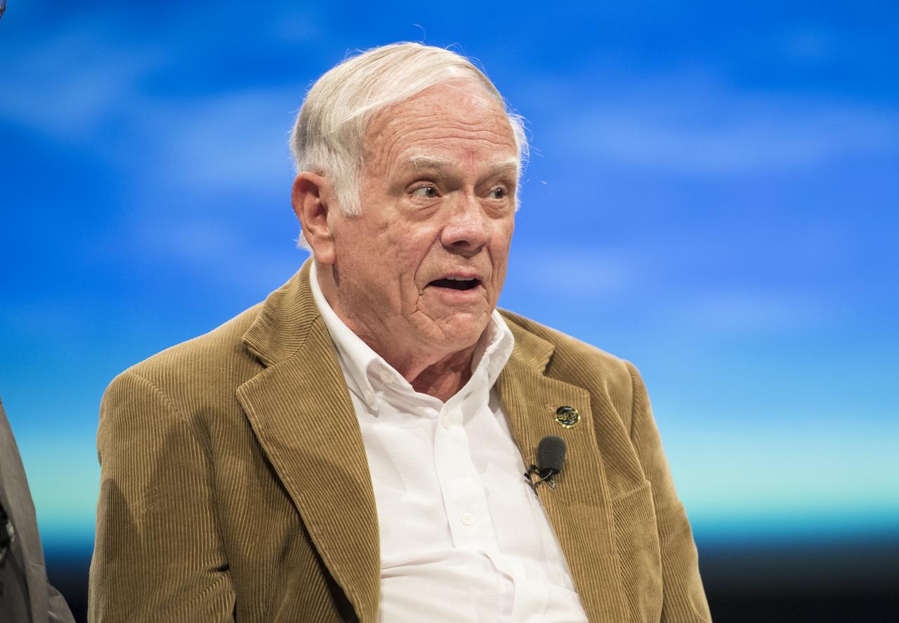 Gary Flandro, Voyager mission grand tour creator, speaks at an event to celebrate the 40th Anniversary of the launch of the Voyager 1 and 2 missions, Tuesday, September 5, 2017 at Smithsonian's National Air and Space Museum in Washington. Voyager 1 was launched September 5, 1977, with a mission to study Jupiter and Saturn, but now the twin Voyager spacecrafts are on a journey into interstellar space to search for the heliopause, a region never reached by any other spacecraft. Photo Credit: (NASA/Aubrey