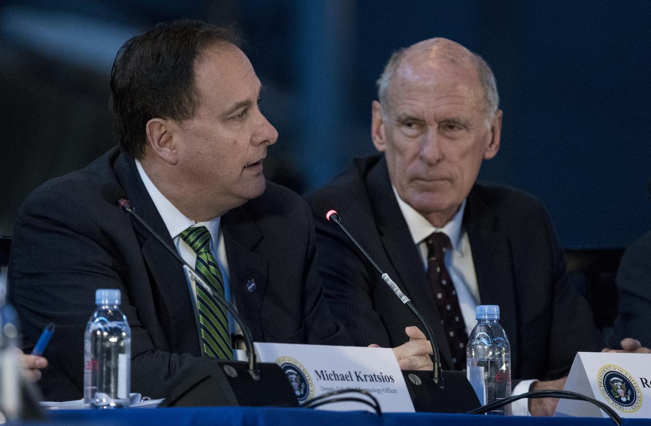 Acting NASA Administrator Robert Lightfoot is seen during the National Space Council's first meeting, Thursday, Oct. 5, 2017 at the Smithsonian National Air and Space Museum's Steven F. Udvar-Hazy Center in Chantilly, Va. The National Space Council, chaired by Vice President Mike Pence heard testimony from representatives from civil space, commercial space, and national security space industry representatives.  Photo Credit: (NASA/Joel Kowsky)
