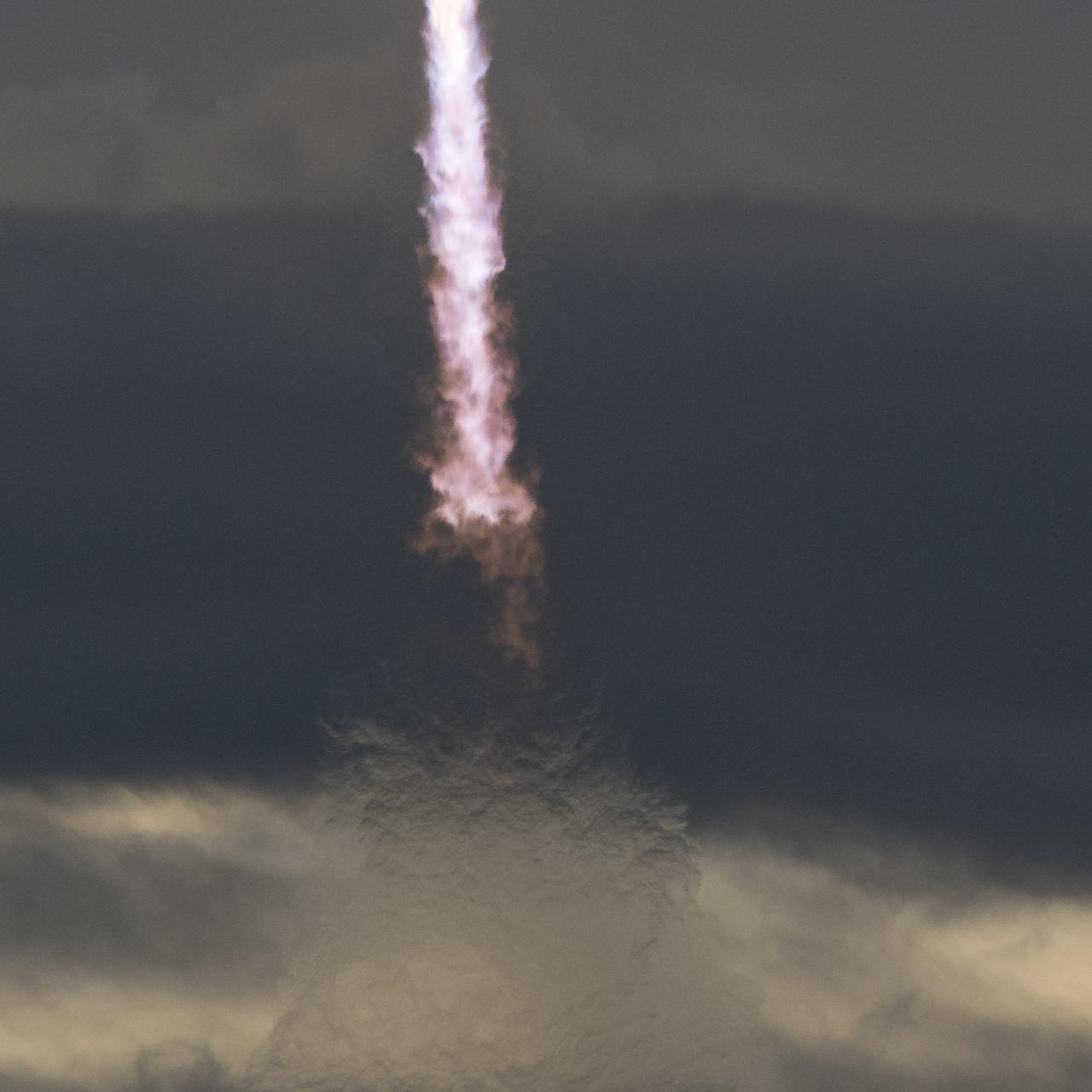 The Orbital ATK Antares rocket, with the Cygnus spacecraft onboard, launches from Pad-0A, Sunday, Nov. 12, 2017 at NASA's Wallops Flight Facility in Virginia. Orbital ATK’s eighth contracted cargo resupply mission with NASA to the International Space Station will deliver approximately 7,400 pounds of science and research, crew supplies and vehicle hardware to the orbital laboratory and its crew. Photo Credit: (NASA/Bill Ingalls)