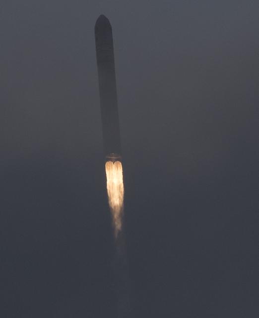 The Orbital ATK Antares rocket, with the Cygnus spacecraft onboard, launches from Pad-0A, Sunday, Nov. 12, 2017 at NASA's Wallops Flight Facility in Virginia. Orbital ATK’s eighth contracted cargo resupply mission with NASA to the International Space Station will deliver approximately 7,400 pounds of science and research, crew supplies and vehicle hardware to the orbital laboratory and its crew. Photo Credit: (NASA/Bill Ingalls)