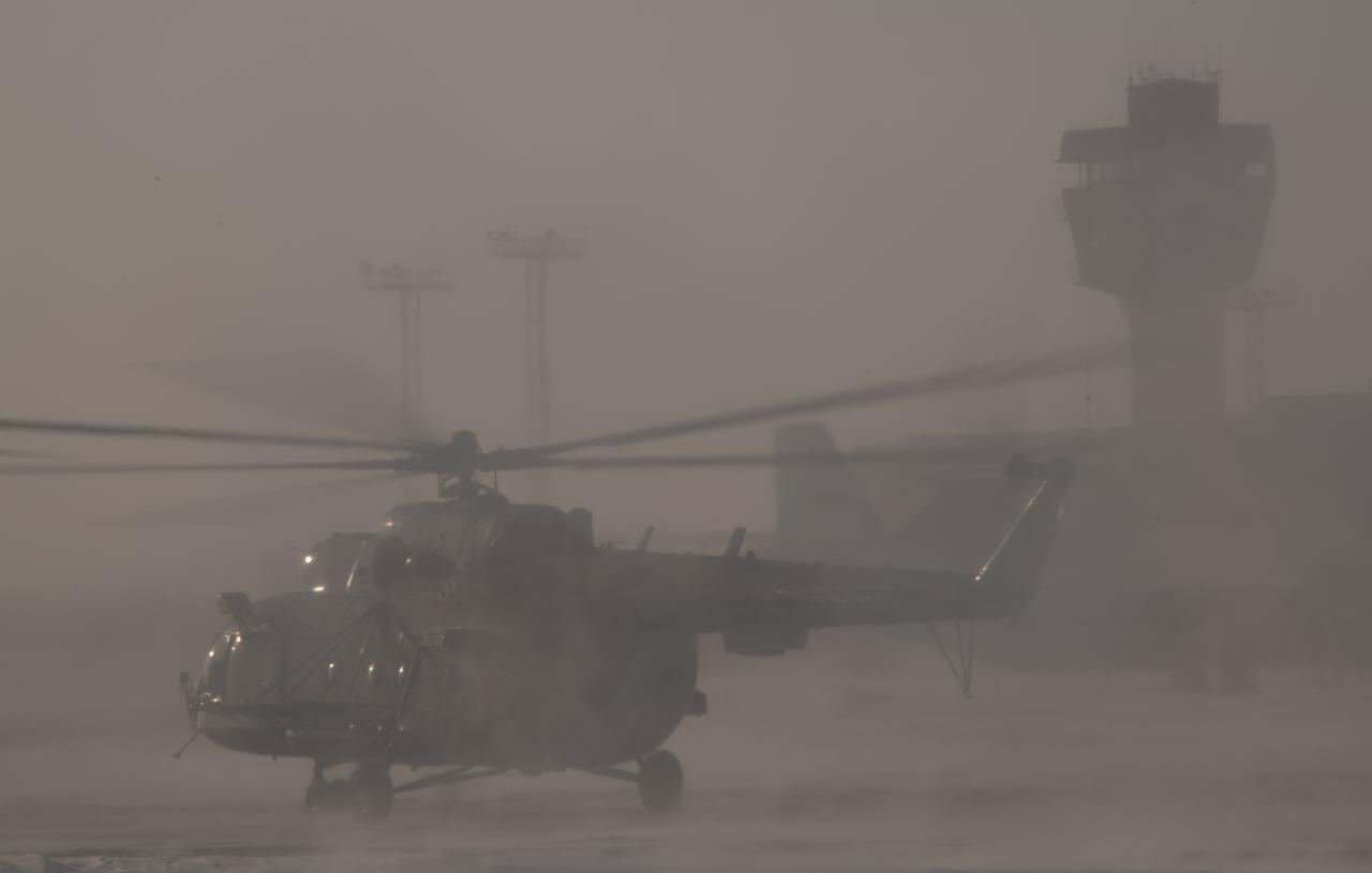 Russian Search and Rescue teams deploy by helicopter from Karaganda, Kazakhstan, Wednesday, Dec. 13, 2017 to prepare for the Soyuz MS-05 landing with Expedition 53 Commander Randy Bresnik of NASA and Flight Engineers Paolo Nespoli of ESA (European Space Agency) and Sergey Ryazanskiy of the Russian space agency Roscosmos near the town of Zhezkazgan, Kazakhstan. Bresnik, Nespoli and Ryazanskiy are returning after 139 days in space where they served as members of the Expedition 52 and 53 crews onboard the International Space Station. Photo Credit: (NASA/Bill Ingalls)