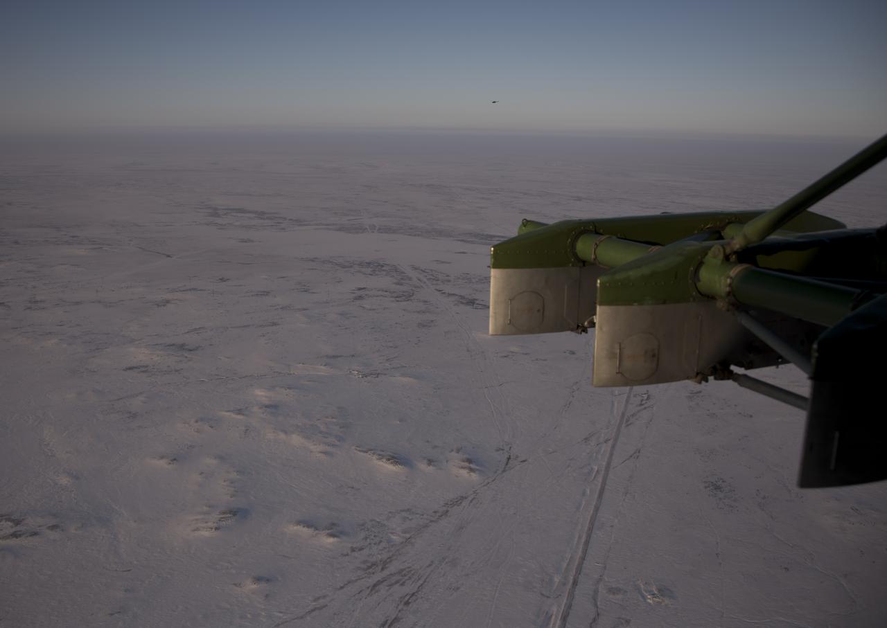 Russian Search and Rescue teams deploy by helicopter from Karaganda, Kazakhstan, Wednesday, Dec. 13, 2017 to prepare for the Soyuz MS-05 landing with Expedition 53 Commander Randy Bresnik of NASA and Flight Engineers Paolo Nespoli of ESA (European Space Agency) and Sergey Ryazanskiy of the Russian space agency Roscosmos near the town of Zhezkazgan, Kazakhstan. Bresnik, Nespoli and Ryazanskiy are returning after 139 days in space where they served as members of the Expedition 52 and 53 crews onboard the International Space Station. Photo Credit: (NASA/Bill Ingalls)