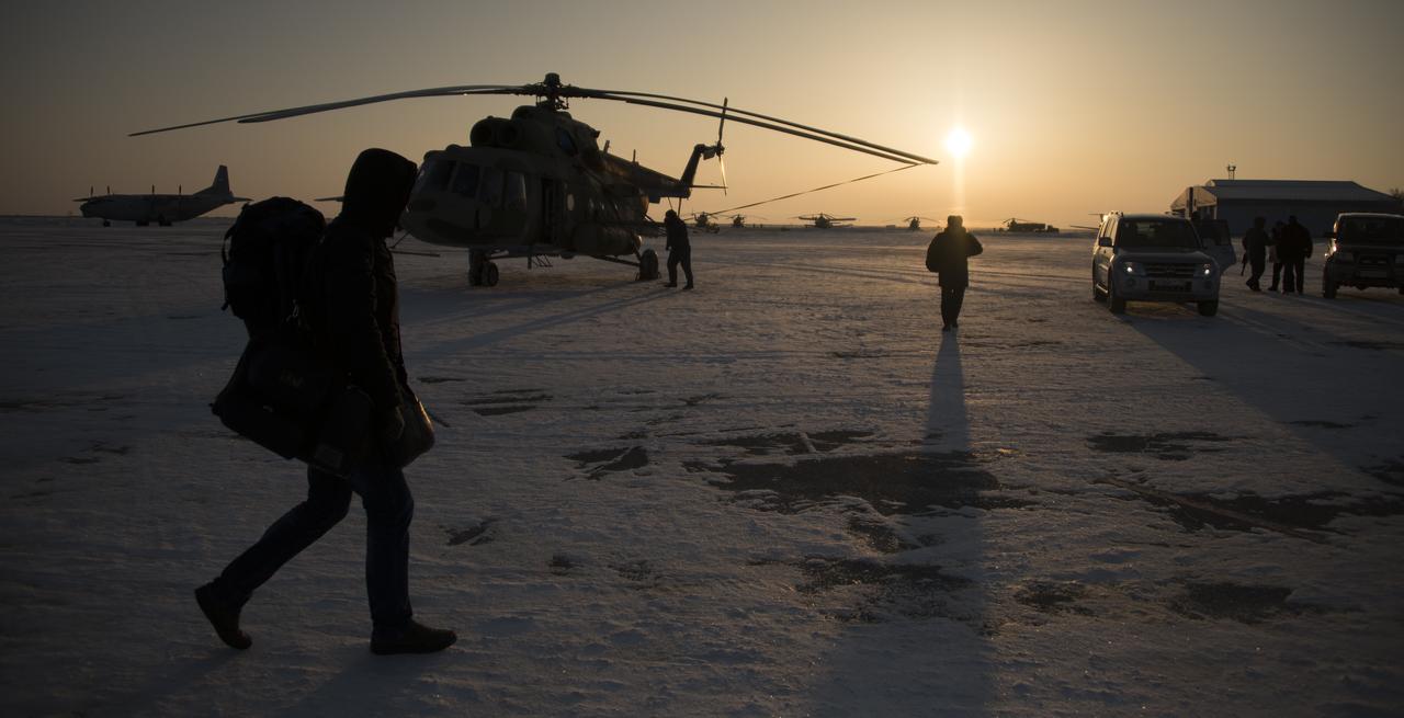 Russian Search and Rescue teams arrive at the Zhezkazgan Airport in Kazakhstan, Wednesday, Dec. 13, 2017 to prepare for the Soyuz MS-05 landing with Expedition 53 Commander Randy Bresnik of NASA and Flight Engineers Paolo Nespoli of ESA (European Space Agency) and Sergey Ryazanskiy of the Russian space agency Roscosmos. Bresnik, Nespoli and Ryazanskiy are returning after 139 days in space where they served as members of the Expedition 52 and 53 crews onboard the International Space Station. Photo Credit: (NASA/Bill Ingalls)