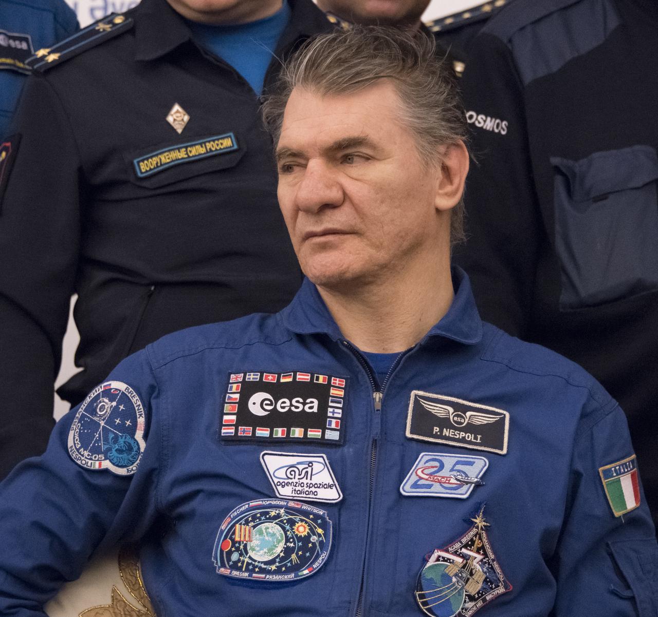 ESA (European Space Agency) astronaut Paolo Nespoli is seen during a Karaganda Airport welcome ceremony in Kazakhstan on Thursday, Dec. 14, 2017. 2017. Ryazanskiy, Roscosmos cosmonaut Sergey Ryazanskiy and NASA astronaut Randy Bresnik are returning after 139 days in space where they served as members of the Expedition 52 and 53 crews onboard the International Space Station. Photo Credit: (NASA/Bill Ingalls)