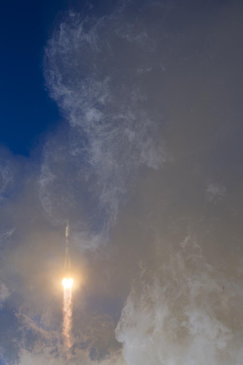 The Soyuz MS-07 rocket is launched with Expedition 54 Soyuz Commander Anton Shkaplerov of Roscosmos, flight engineer Scott Tingle of NASA, and flight engineer Norishige Kanai of Japan Aerospace Exploration Agency (JAXA), Sunday, Dec. 17, 2017 at the Baikonur Cosmodrome in Kazakhstan. Shkaplerov, Tingle, and Kanai will spend the next five months living and working aboard the International Space Station. Photo Credit: (NASA/Joel Kowsky)
