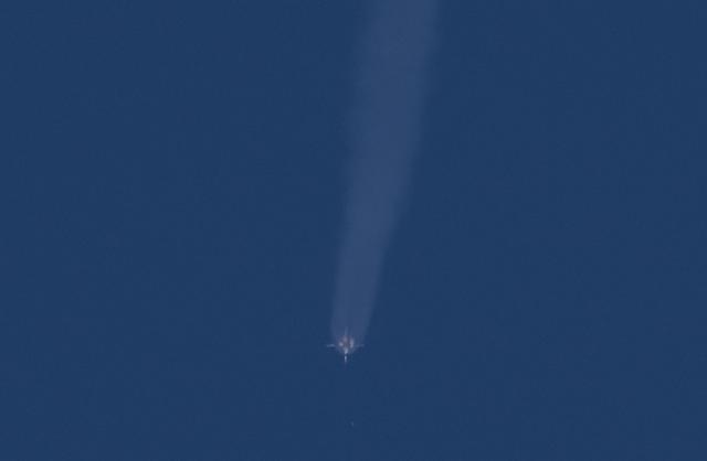 The Soyuz MS-07 rocket boosters are seen being jettisoned during launch from the Baikonur Cosmodrome, Sunday, Dec. 17, 2017 in Kazakhstan. Expedition 54 Soyuz Commander Anton Shkaplerov of Roscosmos, flight engineer Scott Tingle of NASA, and flight engineer Norishige Kanai of Japan Aerospace Exploration Agency (JAXA) will spend the next five months living and working aboard the International Space Station.  Photo Credit: (NASA/Joel Kowsky)