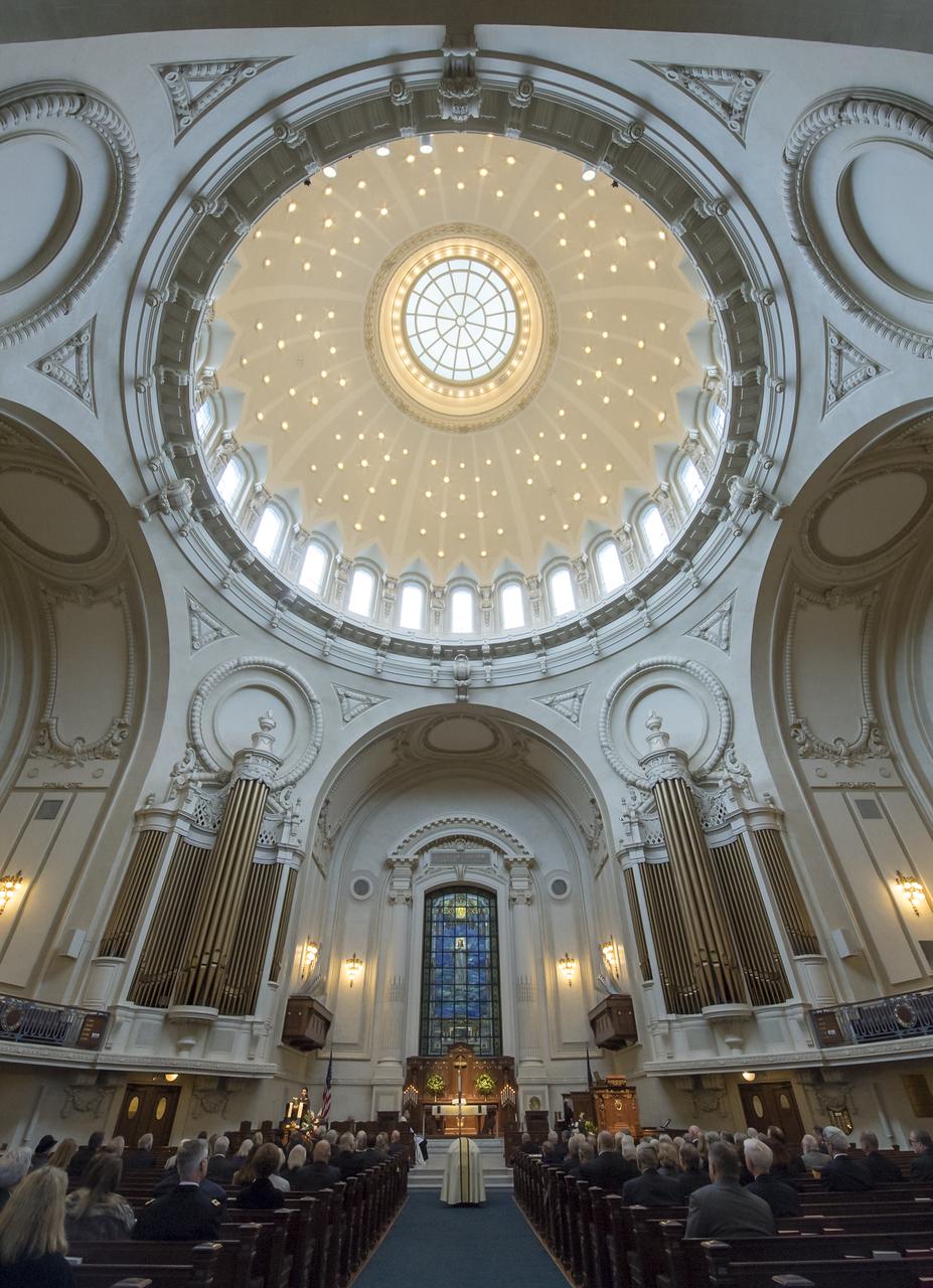 Funeral service for former NASA astronaut Captain Bruce McCandless II, USN (Ret.), Tuesday, Jan. 16, 2018 at the United States Naval Academy Chapel in Annapolis, Maryland. Photo Credit: (NASA/Bill Ingalls)