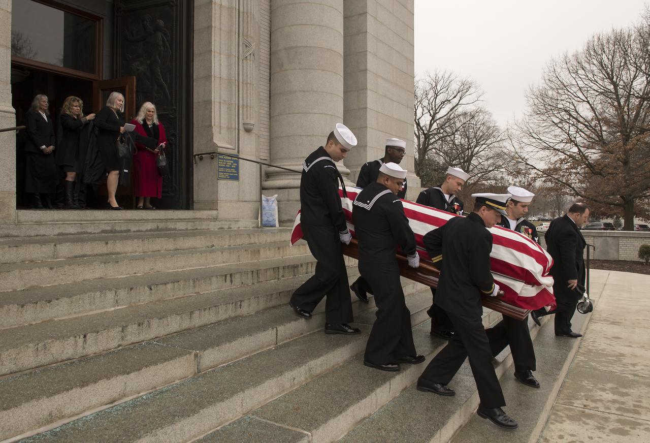 Funeral service for former NASA astronaut Captain Bruce McCandless II, USN (Ret.), Tuesday, Jan. 16, 2018 at the United States Naval Academy Chapel in Annapolis, Maryland. Photo Credit: (NASA/Bill Ingalls)