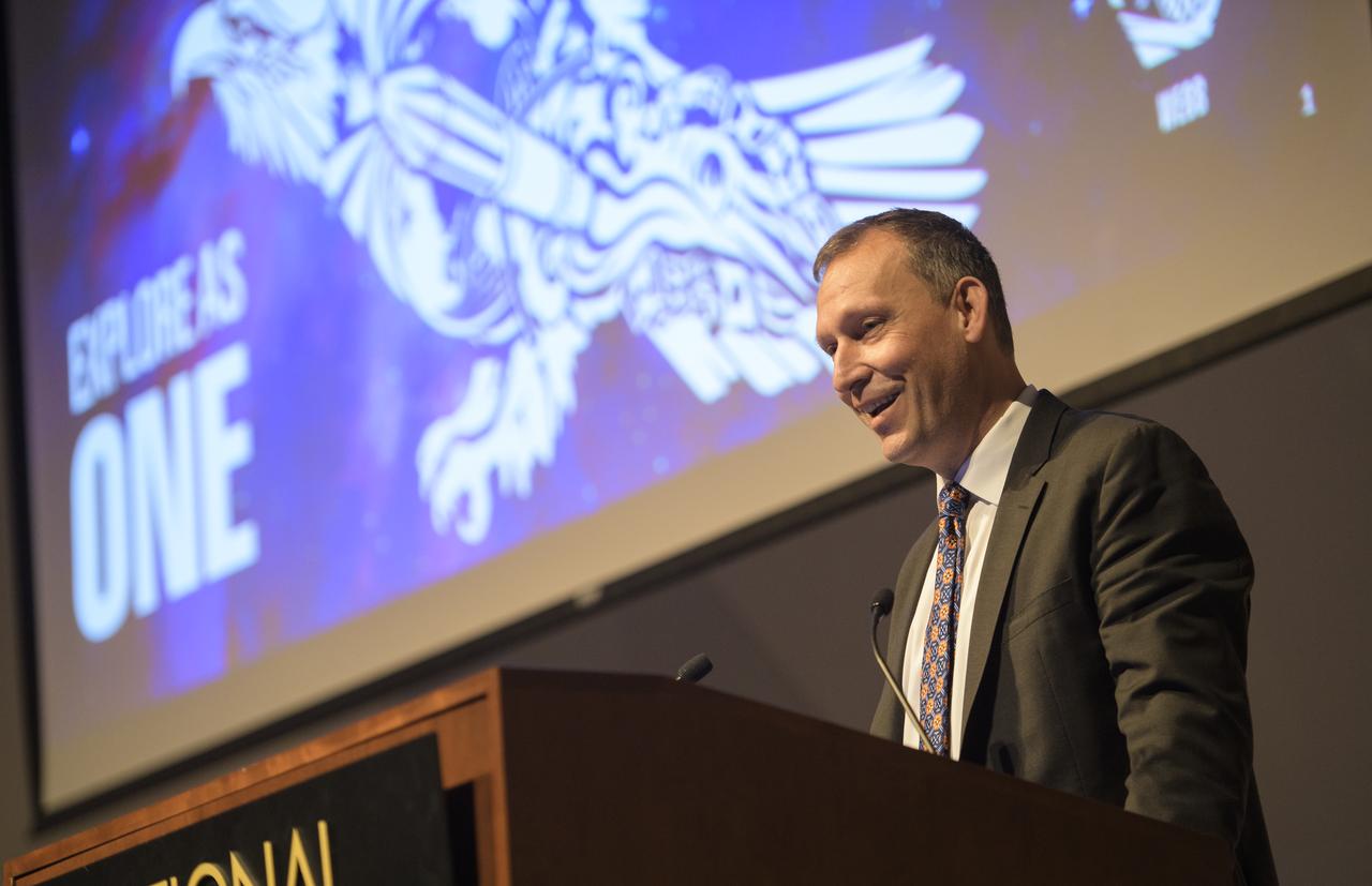 Thomas Zurbuchen, Associate Administrator for NASA's Science Mission Directorate, speaks during an event celebrating the 60th Anniversary of the Explorer 1 mission and the discovery of Earth's radiation belts, Wednesday, Jan. 31, 2018, at the National Academy of Sciences in Washington. The first U.S. satellite, Explorer 1, was launched from Cape Canaveral on January 31, 1958. The 30-pound satellite would yield a major scientific discovery, the Van Allen radiation belts circling our planet, and begin six decades of groundbreaking space science and human exploration. (NASA/Joel Kowsky)