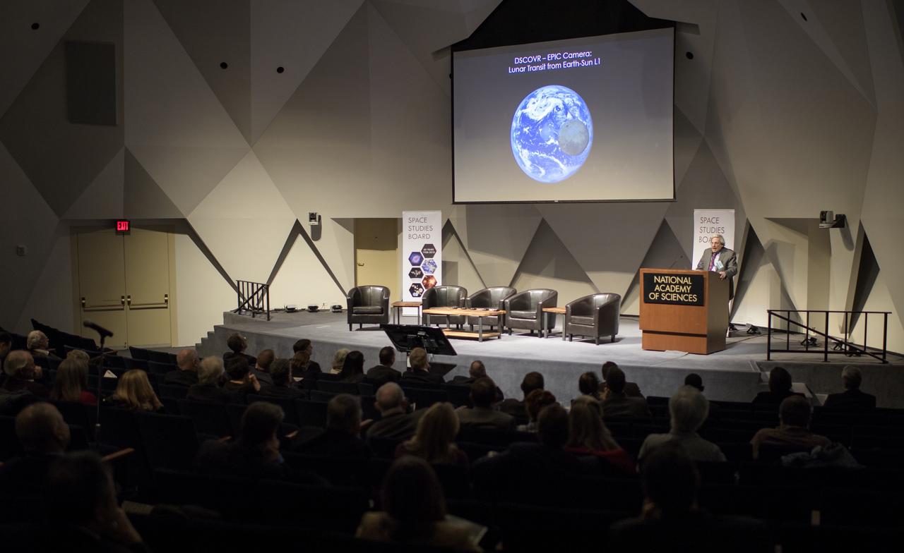 Michael Freilich, Director of the Earth Science Division of NASA's Science Mission Directorate, speaks during an event celebrating the 60th Anniversary of the Explorer 1 mission and the discovery of Earth's radiation belts, Wednesday, Jan. 31, 2018, at the National Academy of Sciences in Washington. The first U.S. satellite, Explorer 1, was launched from Cape Canaveral on January 31, 1958. The 30-pound satellite would yield a major scientific discovery, the Van Allen radiation belts circling our planet, and begin six decades of groundbreaking space science and human exploration. (NASA/Joel Kowsky)