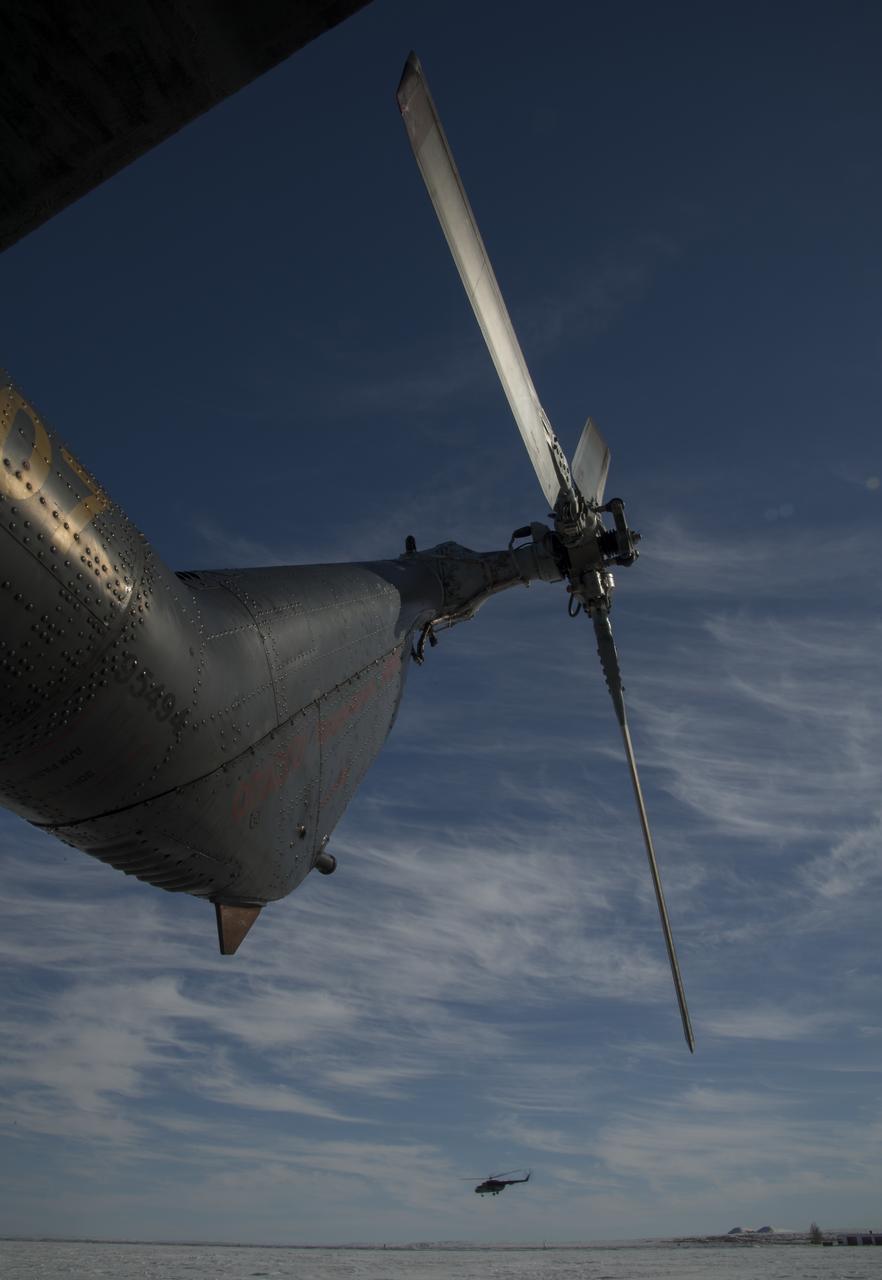 Russian Search and Rescue teams deploy on MI-8 helicopters from Karaganda to Zhezkazgan, Kazakhstan to prepare for the Soyuz MS-06 landing with Expedition 54 crew members Joe Acaba and Mark Vande Hei of NASA and cosmonaut Alexander Misurkin, Monday, Feb. 26, 2018. Acaba, Vande Hei, and Misurkin are returning after 168 days in space where they served as members of the Expedition 53 and 54 crews onboard the International Space Station. Photo Credit: (NASA/Bill Ingalls)