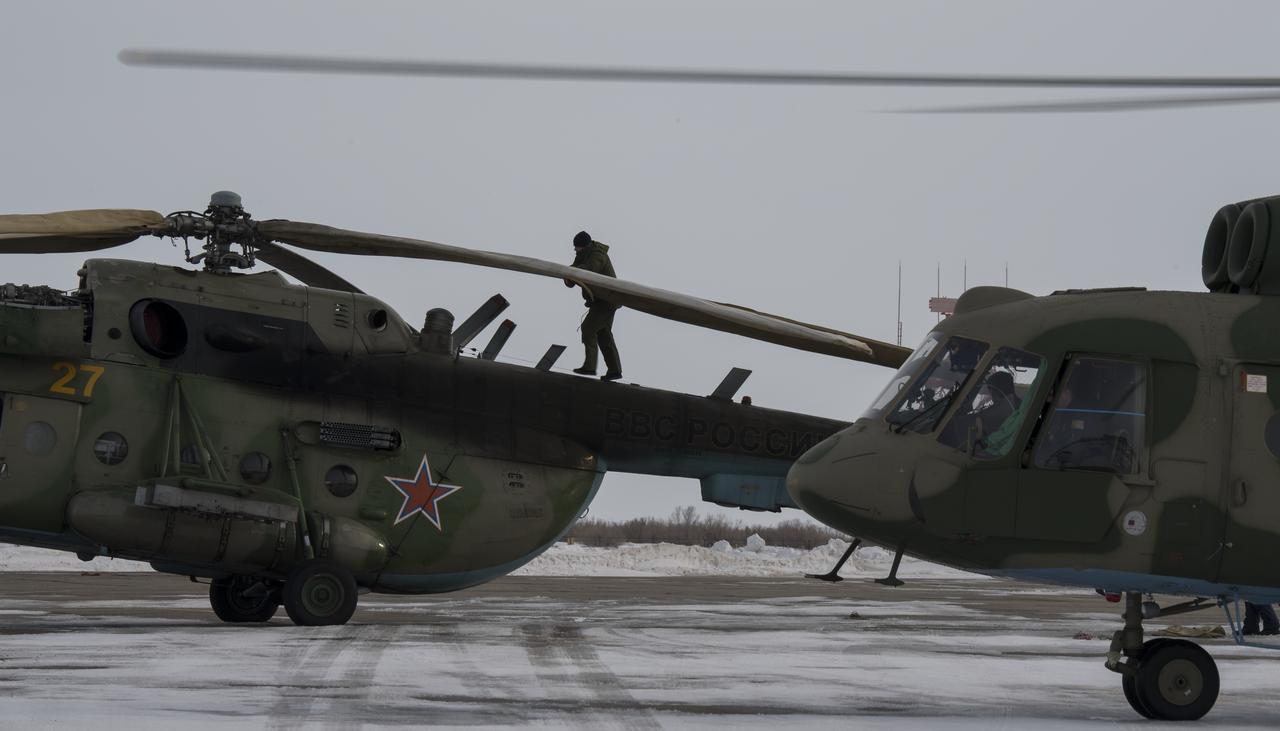 NASA, Roscosmos, and Russian Search and Rescue teams arrive in Zhezkazgan, Kazakhstan to prepare for the Soyuz MS-06 landing with Expedition 54 crew members Joe Acaba and Mark Vande Hei of NASA and cosmonaut Alexander Misurkin near the town of Zhezkazgan, Kazakhstan on Monday, Feb. 26, 2018. Acaba, Vande Hei, and Misurkin are returning after 168 days in space where they served as members of the Expedition 53 and 54 crews onboard the International Space Station. Photo Credit: (NASA/Bill Ingalls)