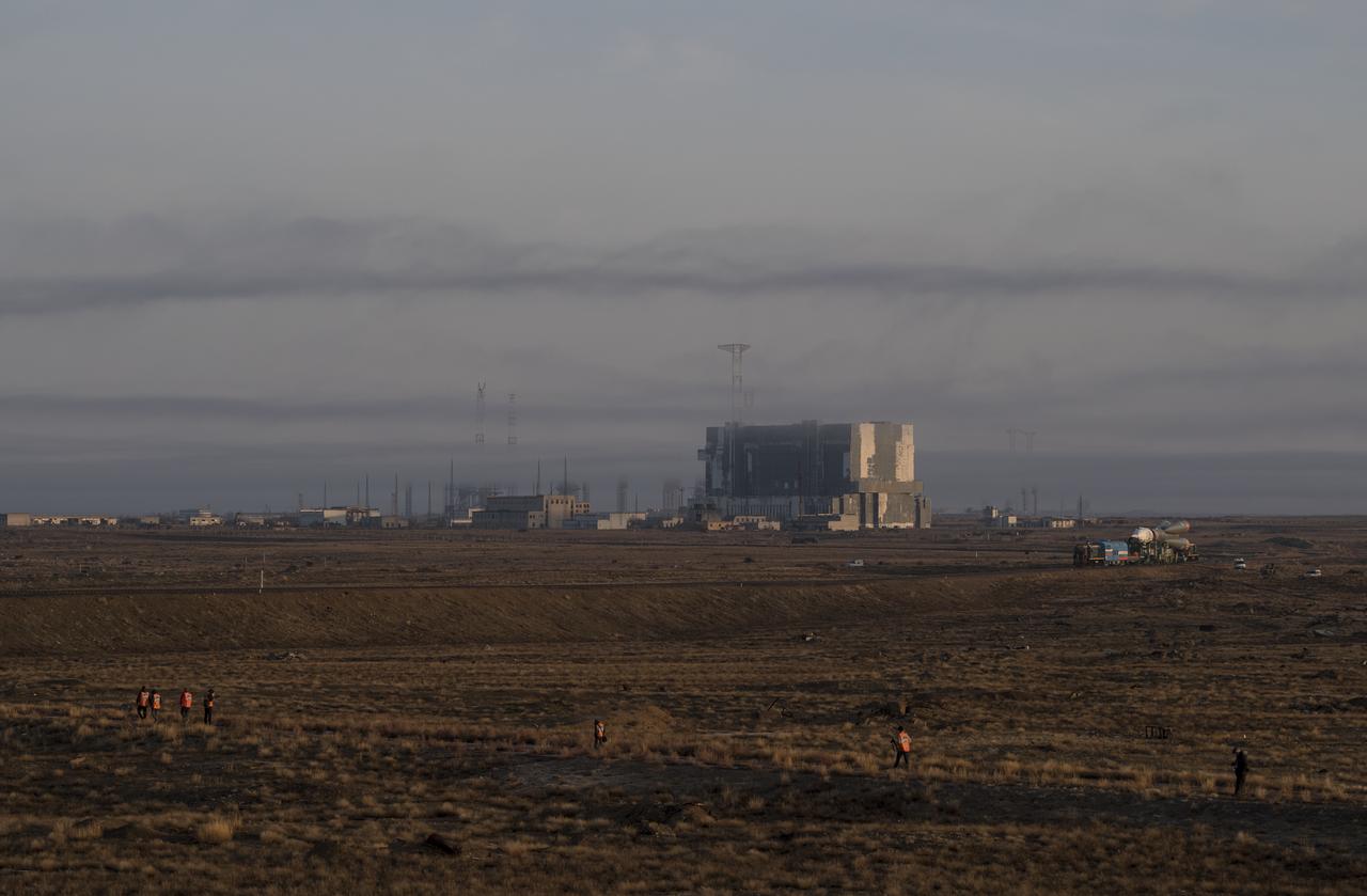 The Soyuz rocket is rolled out by train to the launch pad, Monday, March 19, 2018 at the Baikonur Cosmodrome in Kazakhstan. Expedition 55 crewmembers Ricky Arnold and Drew Feustel of NASA and Oleg Artemyev of Roscosmos are scheduled to launch at 1:44 p.m. Eastern time (11:44 p.m. Baikonur time) on March 21 and will spend the next five months living and working aboard the International Space Station.  Photo Credit: (NASA/Joel Kowsky)