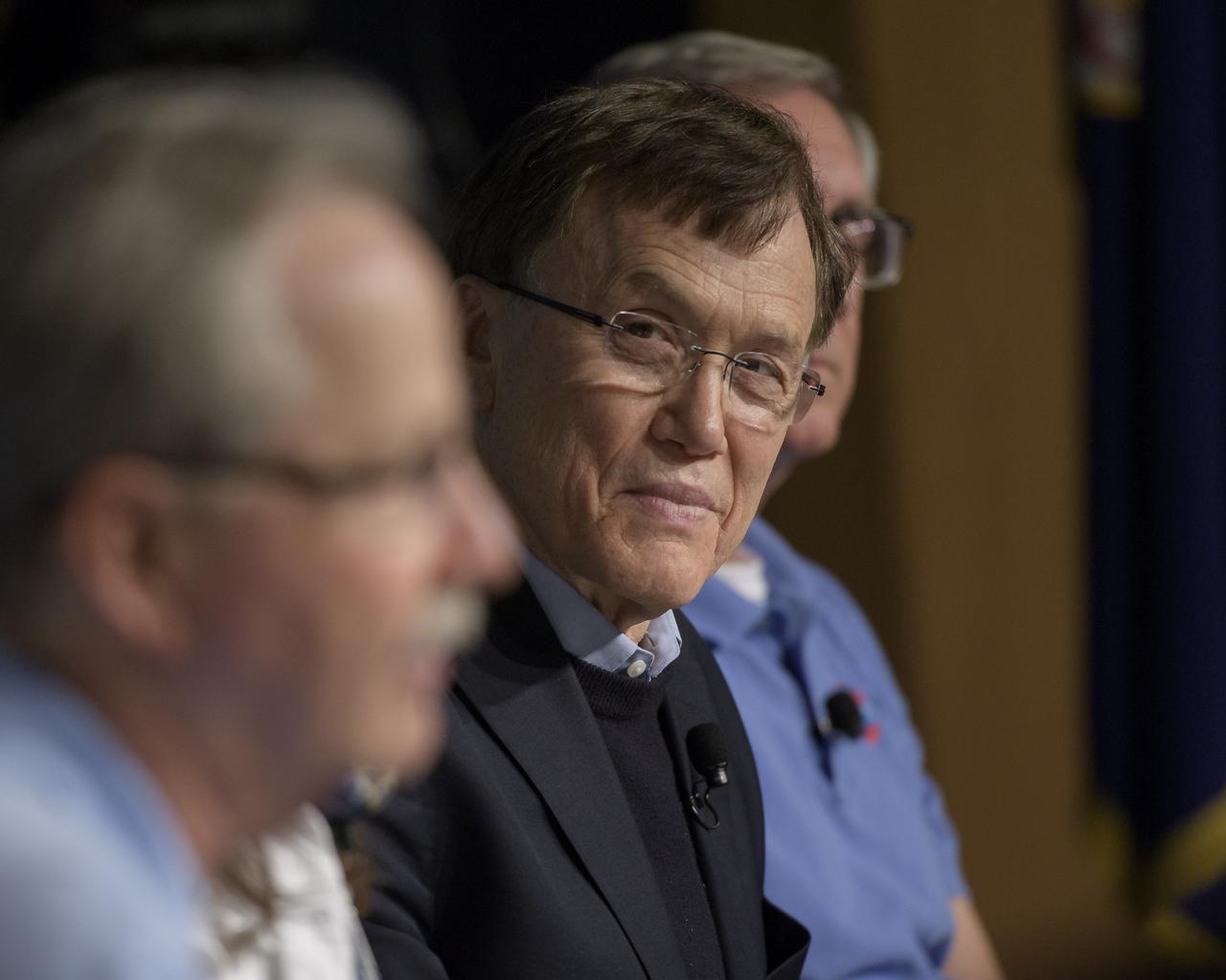 George Ricker, TESS principal investigator, MIT Kavli Institute for Astrophysics and Space Research, is seen during a media briefing where he and other experts discuss the upcoming launch of NASA’s next planet hunter, the Transiting Exoplanet Survey Satellite (TESS), Wednesday, March 28, 2018 at NASA Headquarters in Washington. Photo Credit: (NASA/Bill Ingalls)
