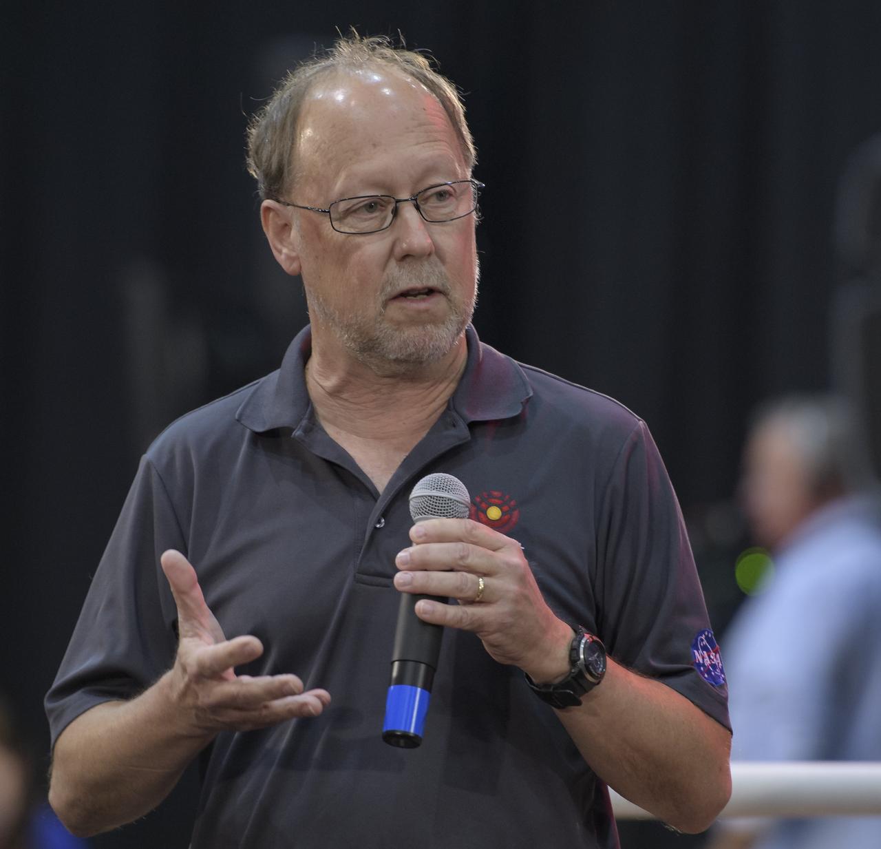 Bruce Banerdt, InSight principal investigator, NASA JPL, discusses NASA's InSight mission during a prelaunch media briefing, Thursday, May 3, 2018, at Vandenberg Air Force Base in California. InSight, short for Interior Exploration using Seismic Investigations, Geodesy and Heat Transport, is a Mars lander designed to study the "inner space" of Mars: its crust, mantle, and core. Photo Credit: (NASA/Bill Ingalls)