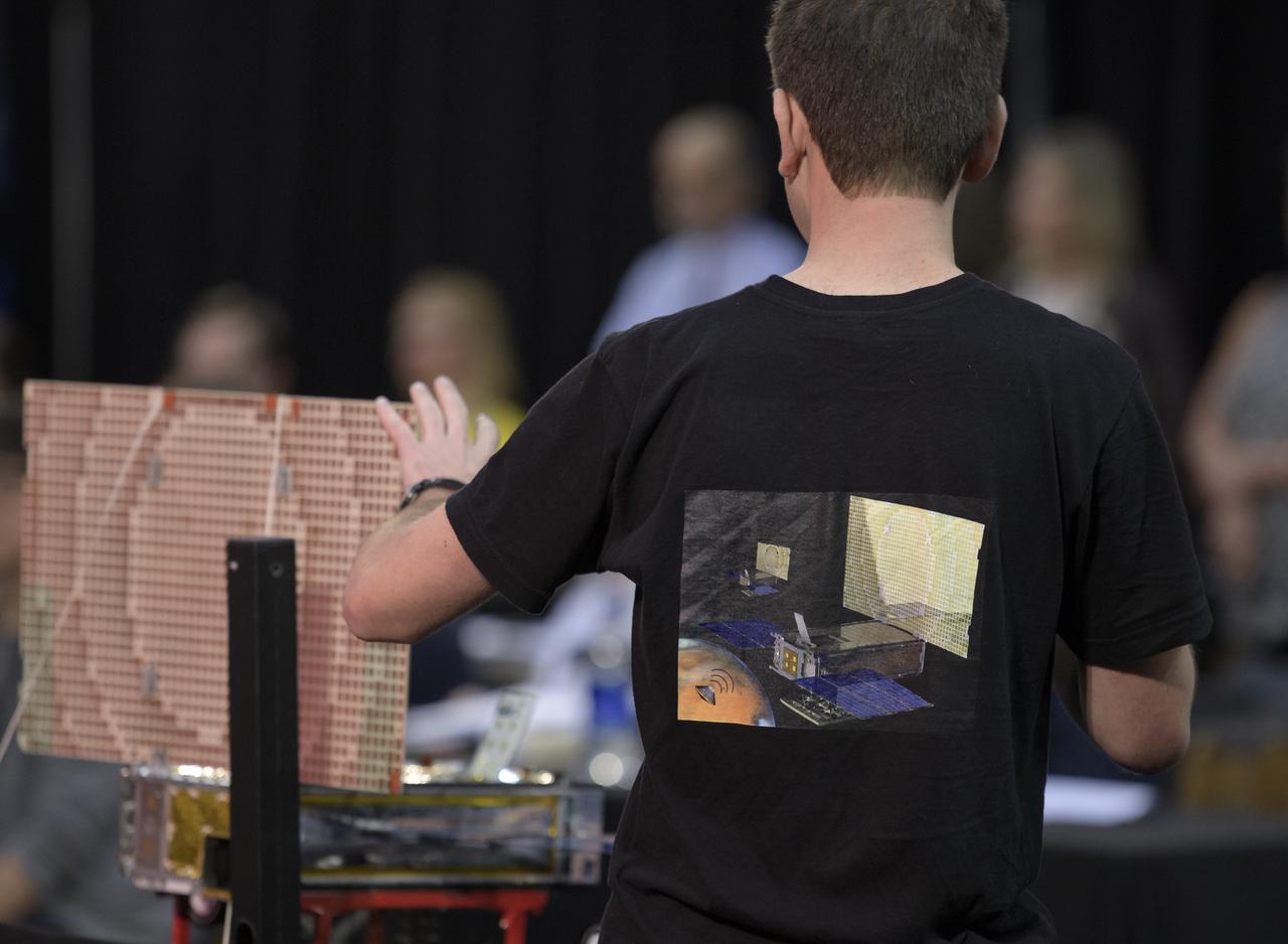 Andy Klesh, MarCO chief engineer, NASA JPL, discusses NASA's InSight mission during a prelaunch media briefing, Thursday, May 3, 2018, at Vandenberg Air Force Base in California. InSight, short for Interior Exploration using Seismic Investigations, Geodesy and Heat Transport, is a Mars lander designed to study the "inner space" of Mars: its crust, mantle, and core. Photo Credit: (NASA/Bill Ingalls)