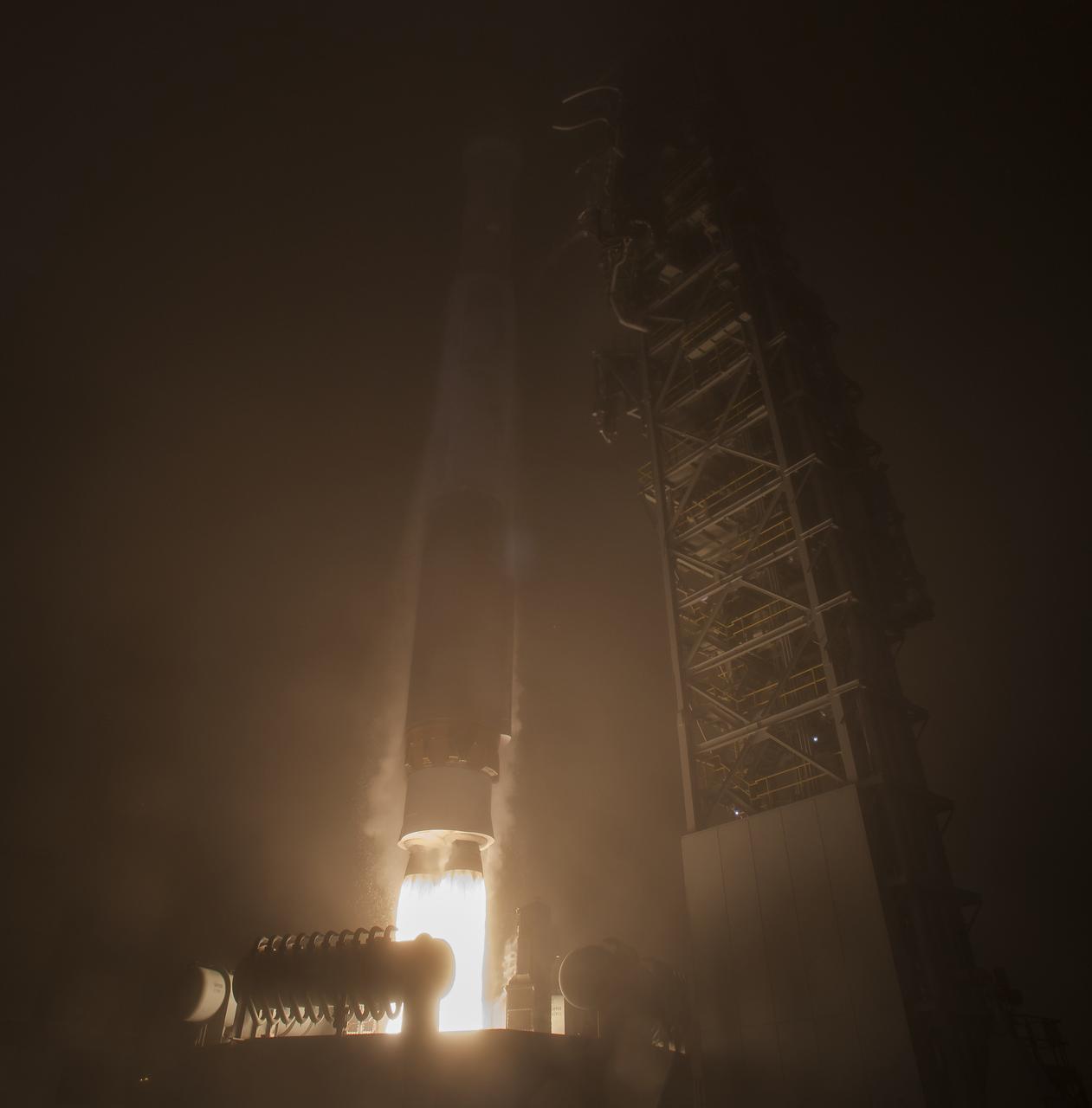 The NASA InSight spacecraft launches onboard a United Launch Alliance Atlas-V rocket, Saturday, May 5, 2018, from Vandenberg Air Force Base in California. InSight, short for Interior Exploration using Seismic Investigations, Geodesy and Heat Transport, is a Mars lander designed to study the "inner space" of Mars: its crust, mantle, and core. Photo Credit: (NASA/Bill Ingalls)