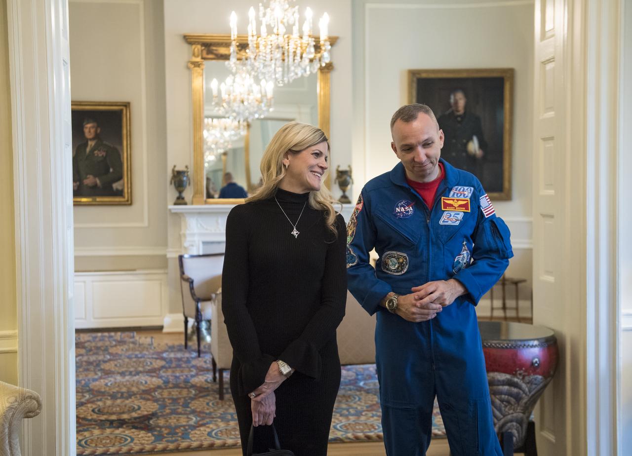 NASA astronaut Randy Bresnik and wife Rebecca tour the Home of the Commandants of the Marine Corps, Monday, May 7, 2018 in Washington. Photo Credit: (NASA/Aubrey Gemignani)
