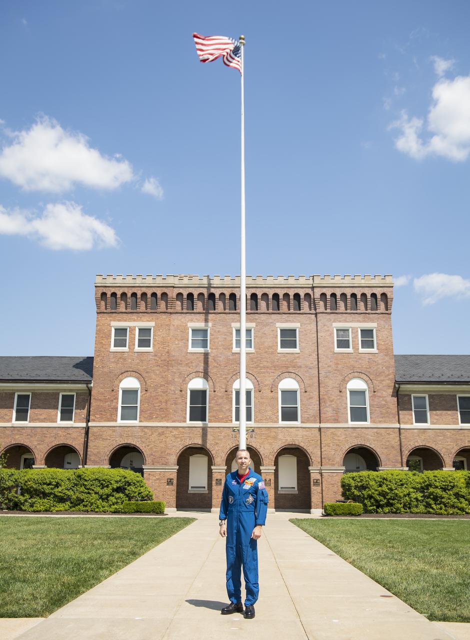 NASA astronaut Randy Bresnik stands on the center point after a tour of the Home of the Commandants of the Marine Corps, Monday, May 7, 2018 in Washington. Photo Credit: (NASA/Aubrey Gemignani)