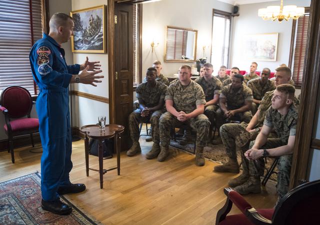 NASA image: Astronauts Randy Bresnik and Paolo Nespoli Visit Marine Corps Ba