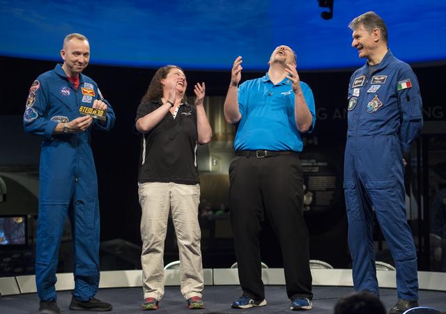 NASA image: Astronauts Bresnik and Nespoli at National Air and Space Museum
