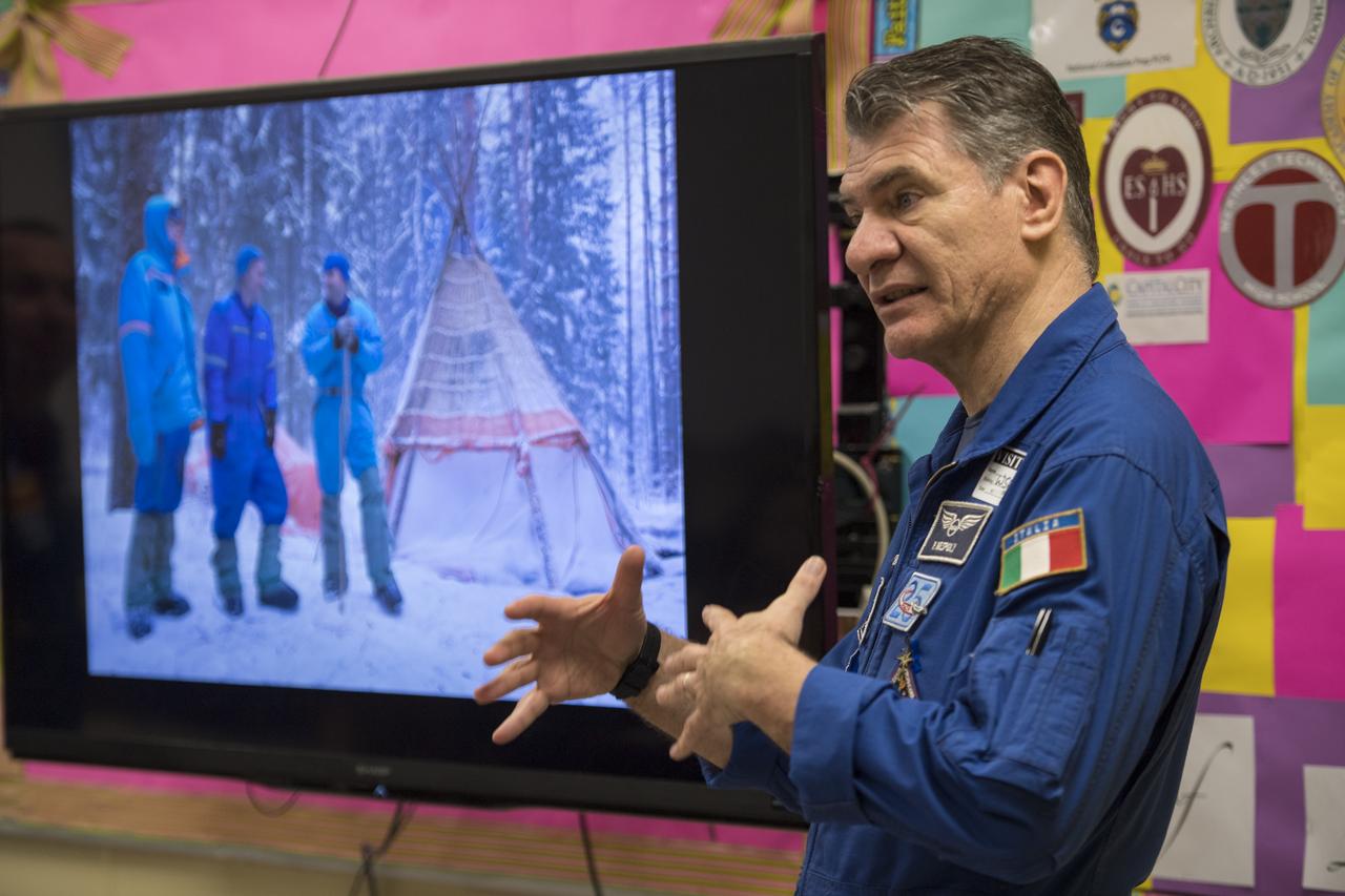 ESA astronaut Paolo Nespoli speaks about his time onboard the International Space Station during expeditions 52/53, Friday, May 11, 2018 at the Washington School for Girls in Washington. Photo Credit: (NASA/Aubrey Gemignani)