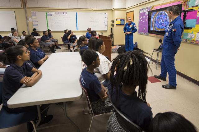NASA image: Astronauts Bresnik and Nespoli at the Washington School for Girl