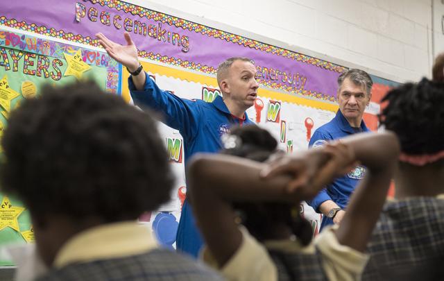 NASA image: Astronauts Bresnik and Nespoli at the Washington School for Girl