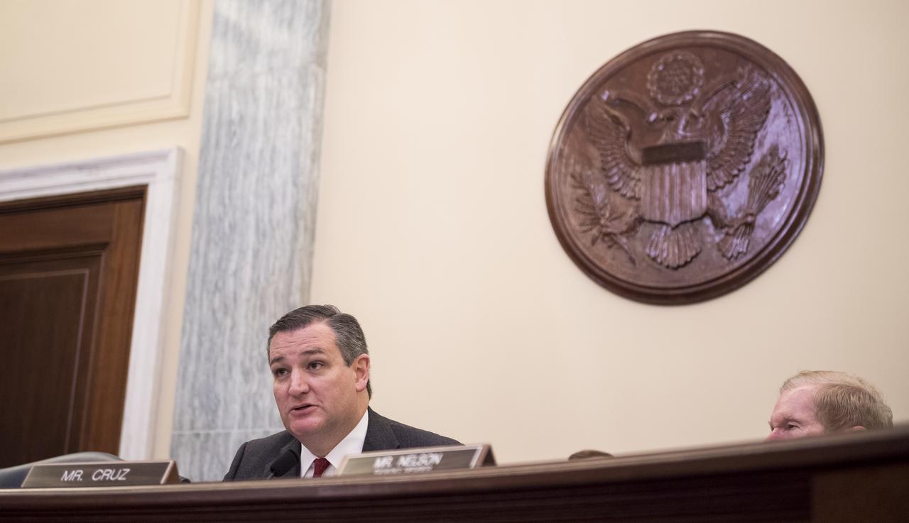 Sen. Ted Cruz, R-Texas, chairman of the Senate Subcommittee on Space, Science, and Competitiveness speaks during a hearing titled "Examining the Future of the International Space Station: Administration Perspectives," Wednesday, May 16, 2018 in the Russell Senate Office Building on Capitol Hill in Washington. Photo Credit: (NASA/Joel Kowsky)