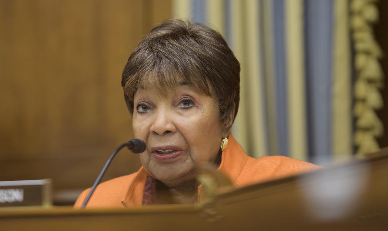 Rep. Eddie Bernice Johnson, D-Texas, ranking member of the House Committee on Science, Space, and Technology delivers her opening statement during a hearing titled "America's Human Presence in Low-Earth Orbit" on Thursday, May 17, 2018 in the Rayburn House Office Building in Washington. Photo Credit: (NASA/Joel Kowsky)