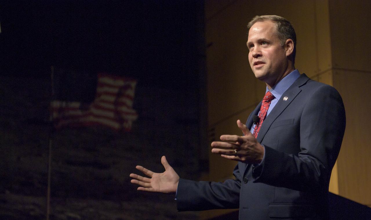 NASA Administrator Jim Bridenstine is seen during a NASA town hall event, Thursday, May 17, 2018 at NASA Headquarters in Washington. Photo Credit: (NASA/Bill Ingalls)