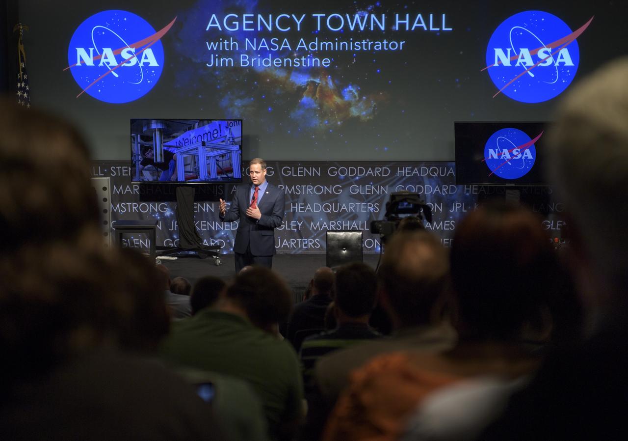 NASA Administrator Jim Bridenstine is seen during a NASA town hall event, Thursday, May 17, 2018 at NASA Headquarters in Washington. Photo Credit: (NASA/Bill Ingalls)