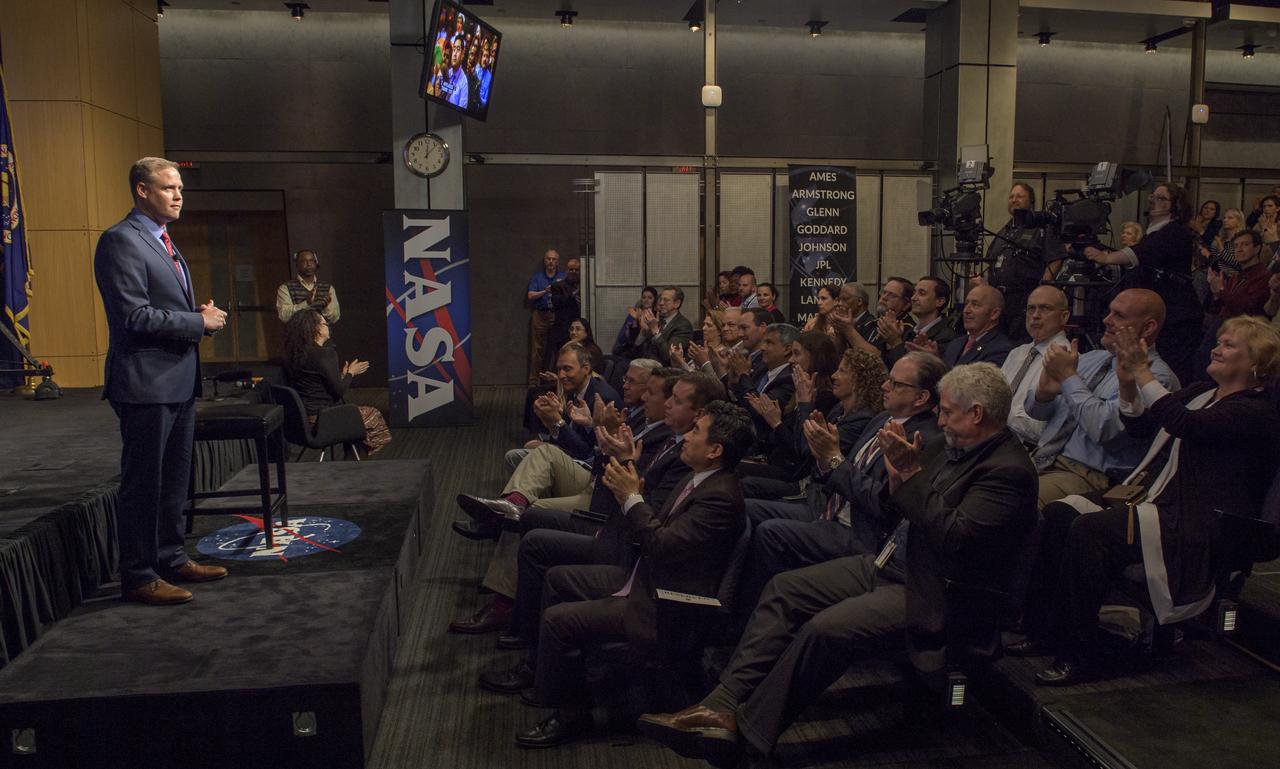 NASA Administrator Jim Bridenstine is seen during a NASA town hall event, Thursday, May 17, 2018 at NASA Headquarters in Washington. Photo Credit: (NASA/Bill Ingalls)