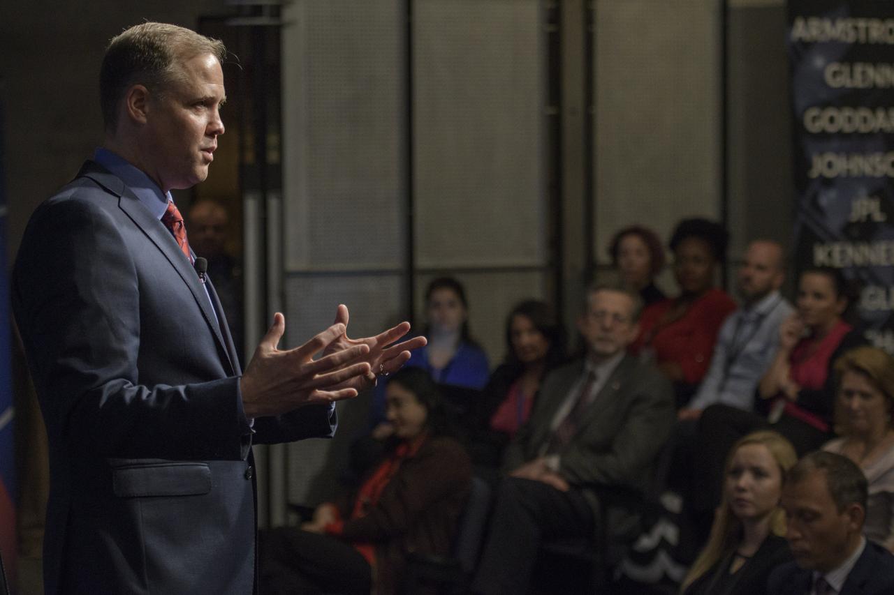 NASA Administrator Jim Bridenstine is seen during a NASA town hall event, Thursday, May 17, 2018 at NASA Headquarters in Washington. Photo Credit: (NASA/Bill Ingalls)