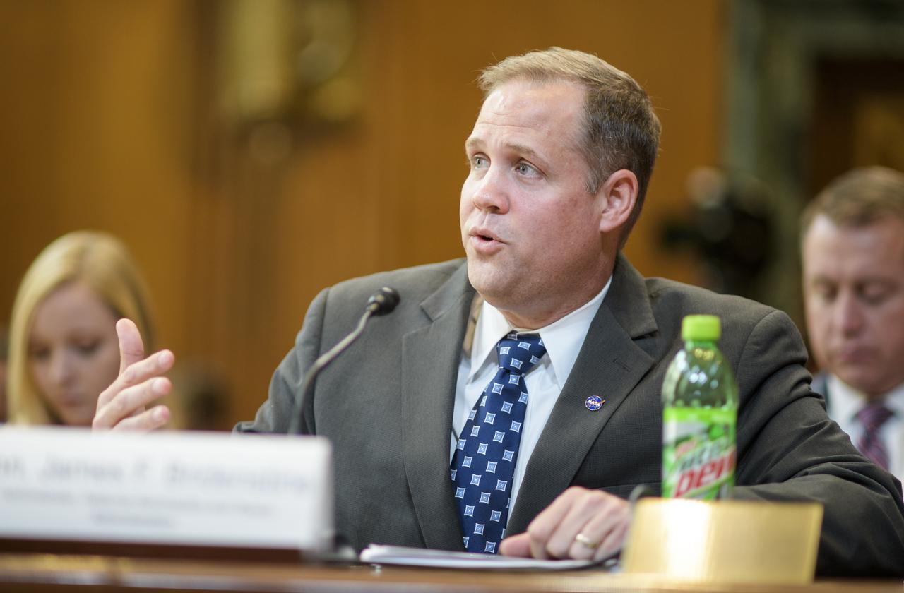 NASA Administrator Jim Bridenstine testifies before the Senate Subcommittee on Commerce, Justice, Science, and Related Agencies during a hearing to review the Fiscal Year 2019 funding request and budget justification for the National Aeronautics and Space Administration, Wednesday, May 23, 2018 in the Dirksen Senate Office Building in Washington.  Photo Credit: (NASA/Joel Kowsky)