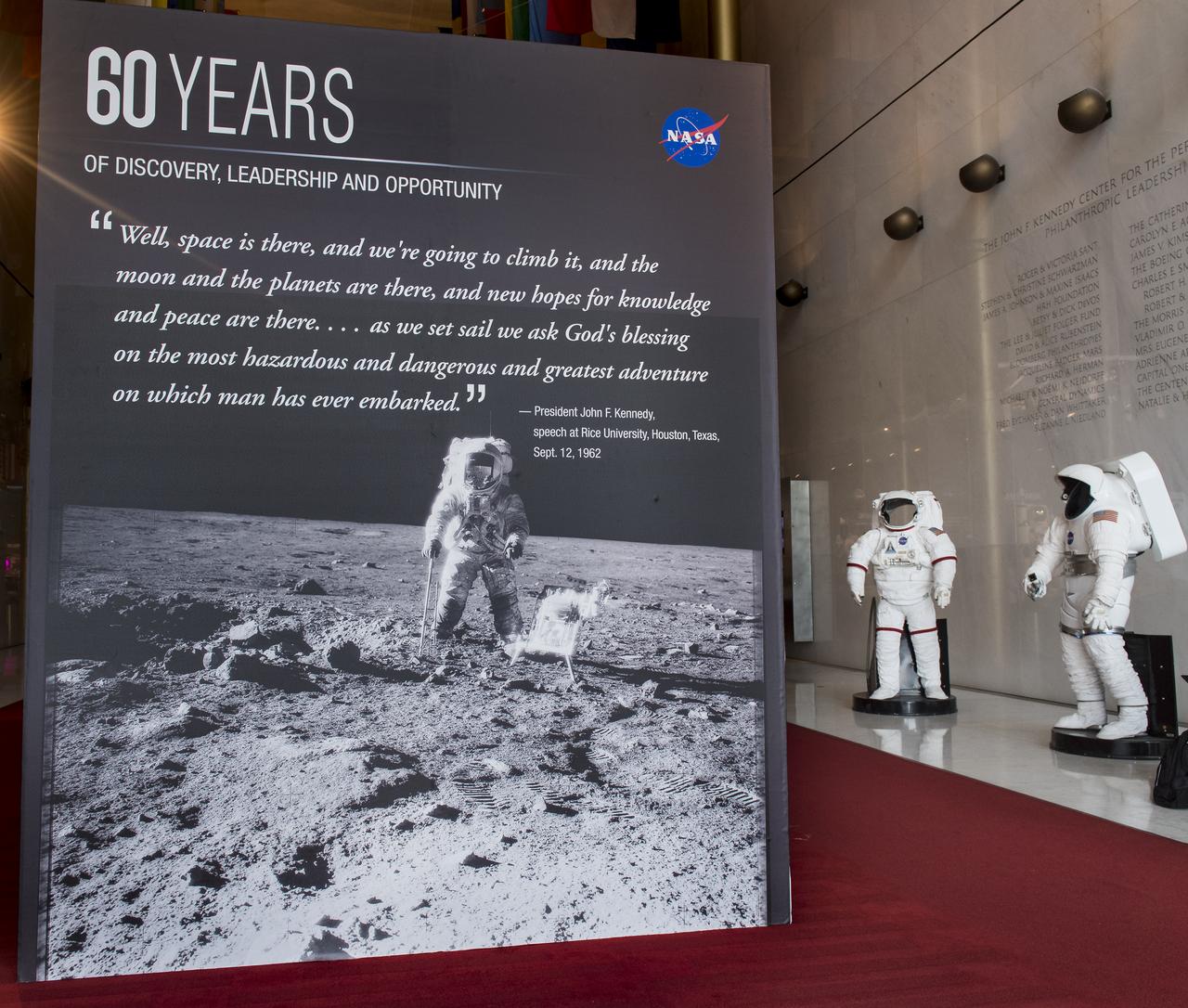 NASA's 60th Anniversary exhibits are seen at the Kennedy Center, Thursday, May 31, 2018 in Washington. Photo Credit: (NASA/Aubrey Gemignani)