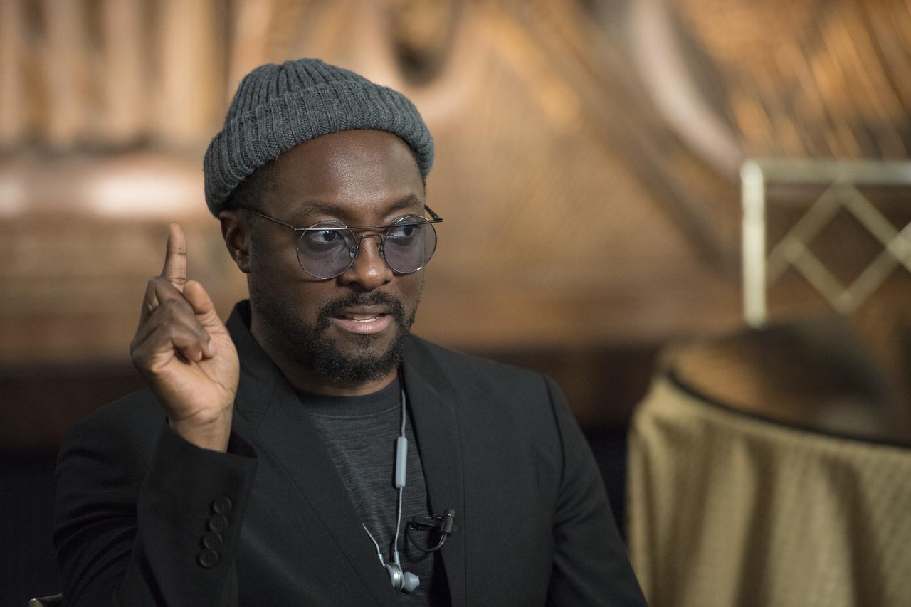 Will.i.am is interviewed by NASA TV, Friday, June 1, 2018 at the John F. Kennedy Center for the Performing Arts ahead of the "National Symphony Orchestra Pops: Space, the Next Frontier," celebrating NASA's 60th Anniversary in Washington DC. The event featured music inspired by space including artists Will.i.am, Grace Potter, Coheed & Cambria, John Cho, and guest Nick Sagan, son of Carl Sagan. Photo Credit: (NASA/Aubrey Gemignani)