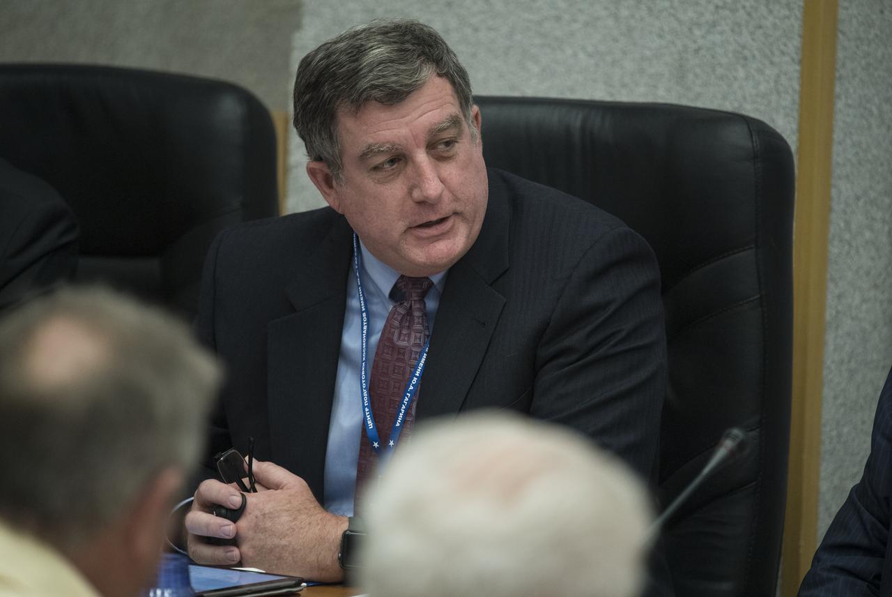 NASA International Space Station Program Manager Kirk Shireman is seen during the State Commission meeting to approve the Soyuz launch of Expedition 56 to the International Space Station, Tuesday, June 5, 2018 at the Cosmonaut Hotel in Baikonur, Kazakhstan. Expedition 56 Soyuz Commander Sergey Prokopyev of Roscosmos, Serena Auñón-Chancellor of NASA, and Alexander Gerst of ESA (European Space Agency) are scheduled to launch to the International Space Station aboard the Soyuz MS-09 spacecraft on Wednesday, June 6. Photo Credit: (NASA/Joel Kowsky)