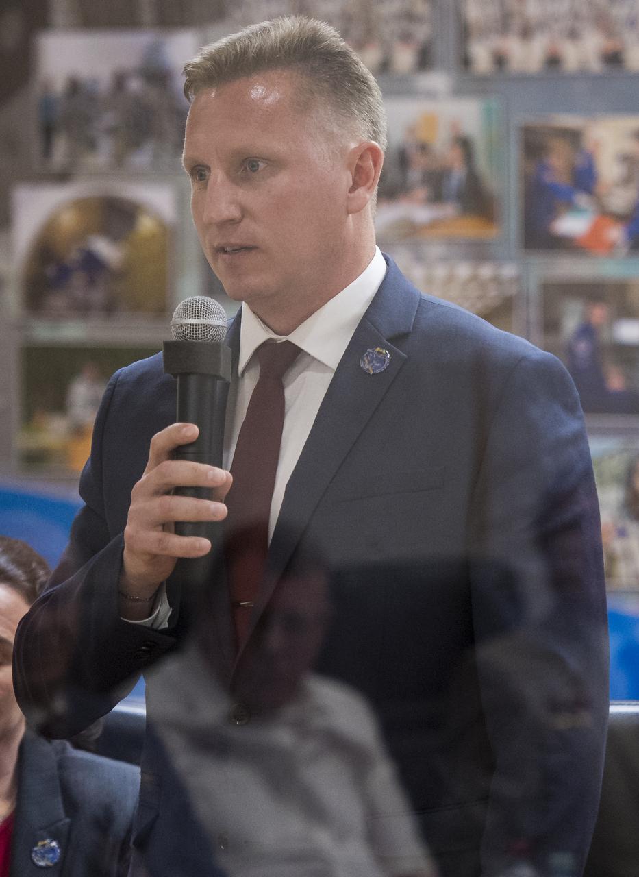 Expedition 56 Soyuz Commander Sergey Prokopyev of Roscosmos is seen during the State Commission meeting to approve the Soyuz launch of Expedition 56 to the International Space Station, Tuesday, June 5, 2018 at the Cosmonaut Hotel in Baikonur, Kazakhstan. Prokopyev, Serena Auñón-Chancellor of NASA, and Alexander Gerst of ESA (European Space Agency) are scheduled to launch to the International Space Station aboard the Soyuz MS-09 spacecraft on Wednesday, June 6. Photo Credit: (NASA/Joel Kowsky)