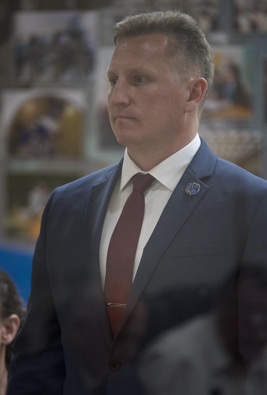 Expedition 56 Soyuz Commander Sergey Prokopyev of Roscosmos is seen during the State Commission meeting to approve the Soyuz launch of Expedition 56 to the International Space Station, Tuesday, June 5, 2018 at the Cosmonaut Hotel in Baikonur, Kazakhstan. Prokopyev, Serena Auñón-Chancellor of NASA, and Alexander Gerst of ESA (European Space Agency) are scheduled to launch to the International Space Station aboard the Soyuz MS-09 spacecraft on Wednesday, June 6. Photo Credit: (NASA/Joel Kowsky)