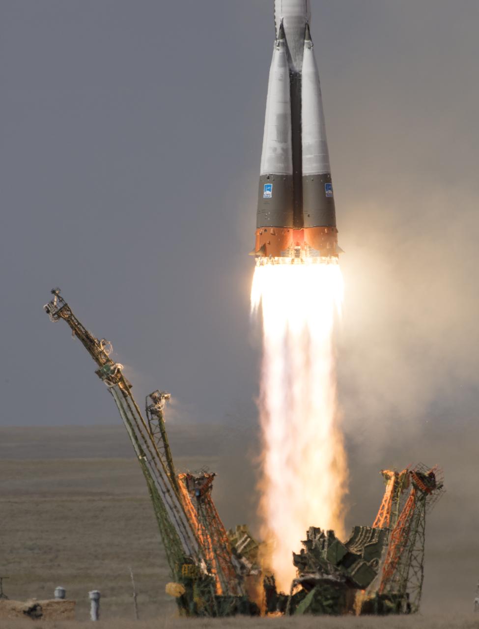 The Soyuz MS-09 rocket is launched with Expedition 56 Soyuz Commander Sergey Prokopyev of Roscosmos, flight engineer Serena Auñón-Chancellor of NASA, and flight engineer Alexander Gerst of ESA (European Space Agency), Wednesday, June 6, 2018 at the Baikonur Cosmodrome in Kazakhstan. Prokopyev, Auñón-Chancellor, and Gerst will spend the next six months living and working aboard the International Space Station. Photo Credit: (NASA/Joel Kowsky)