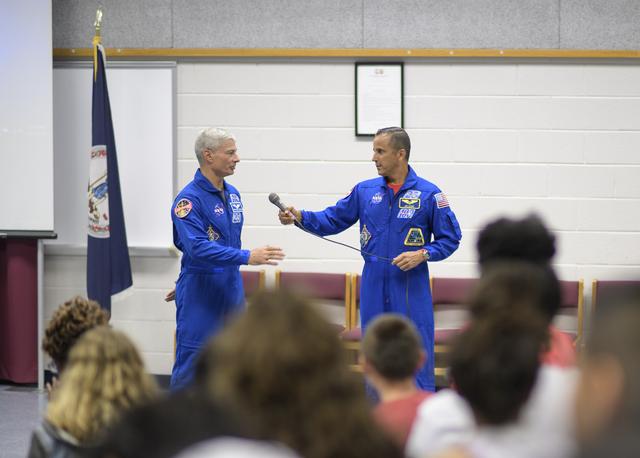 NASA image: Vande Hei and Acaba at Walt Whitman Middle School